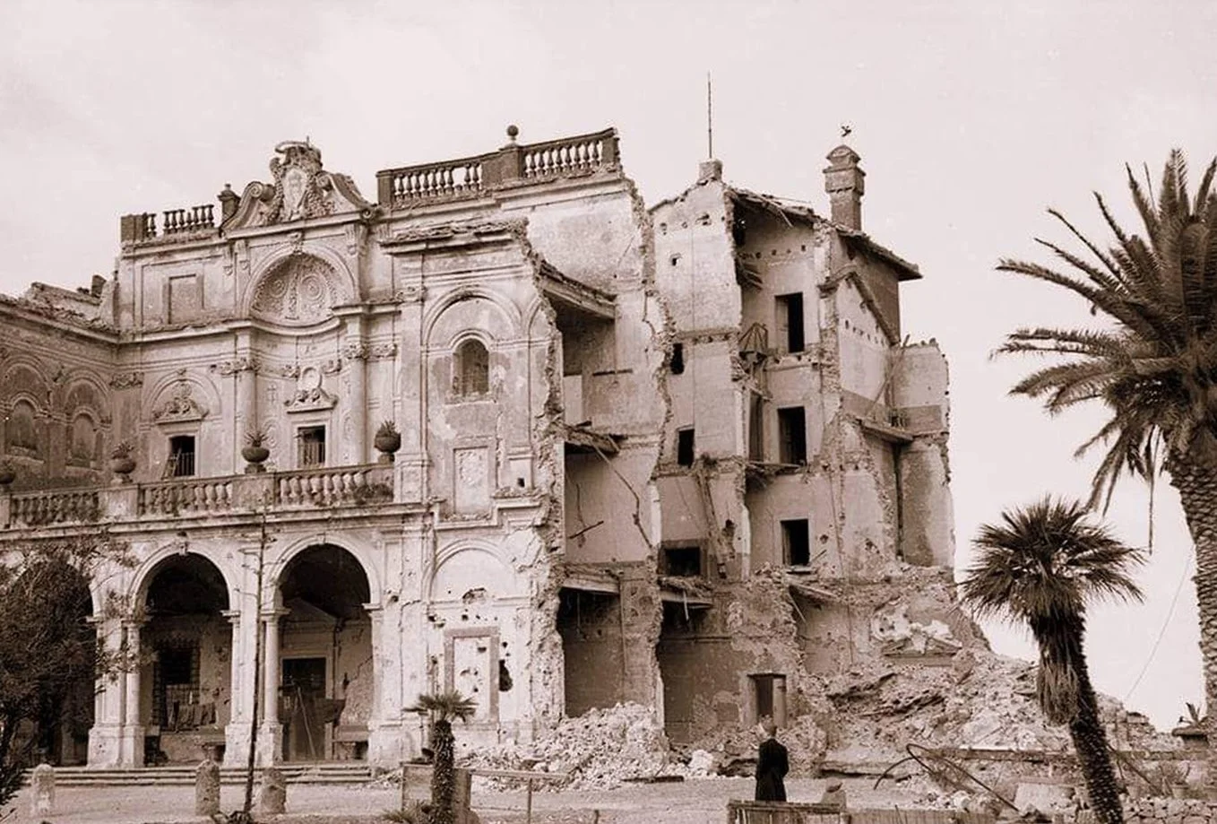  In September 1943, while serving as the headquarters of Field Marshal Albert Kesselring, half of Villa Falconieri was destroyed by bombing during World War II; it was later restored in the postwar period through careful reconstruction efforts, with 