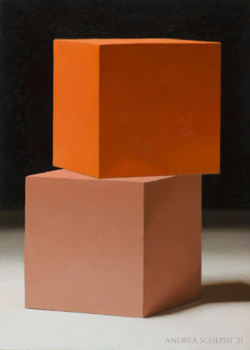 2021 Oil Study - Color Study - Two Cubes