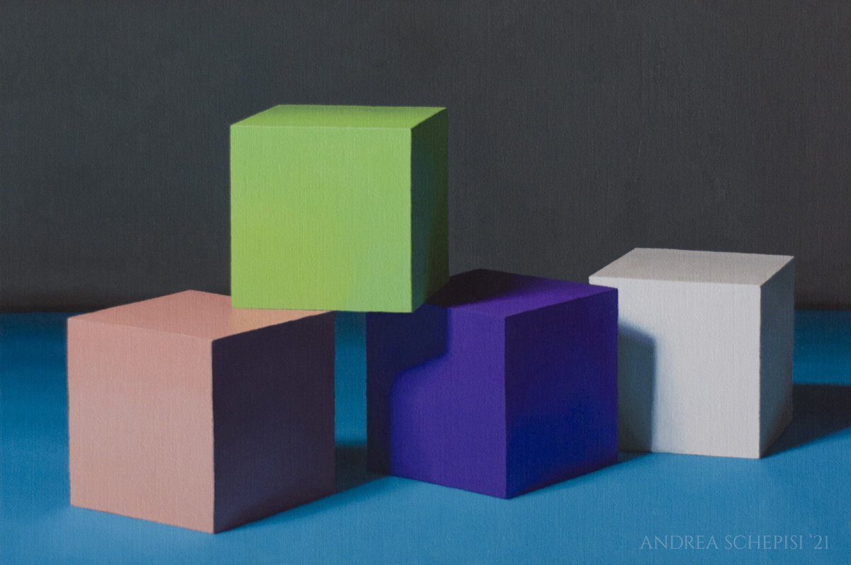 2021 Oil Study - Color Study - Four Cubes