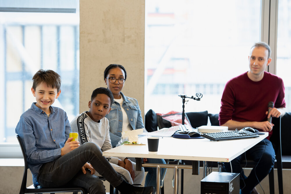 Ethics of Children's Data panel (from left to right: Young Coders Group, Leo Ratledge (CRIN)) - Photo: Alex Wojcik