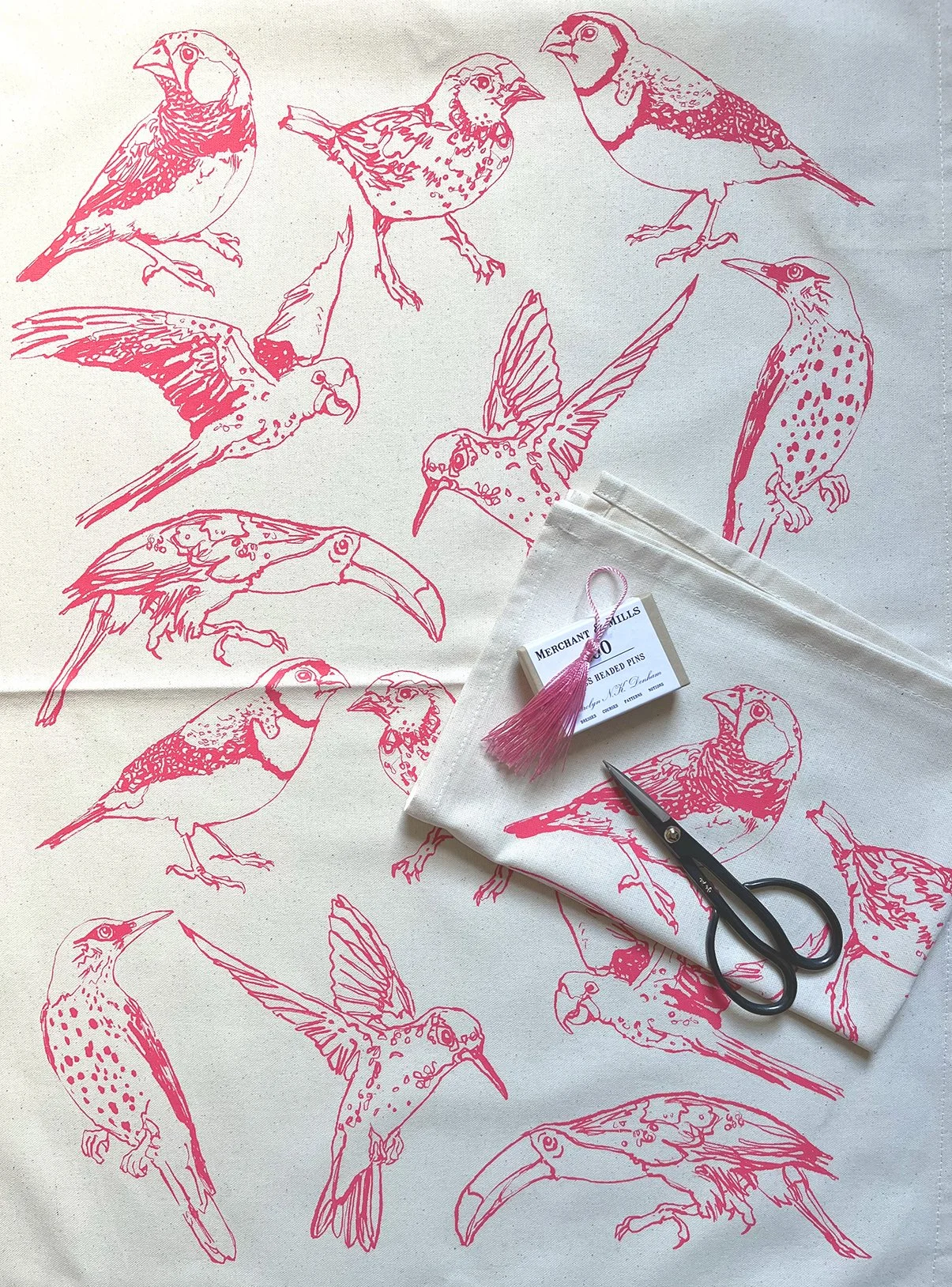 Exotic Birds Tea-towel, with bits.jpg