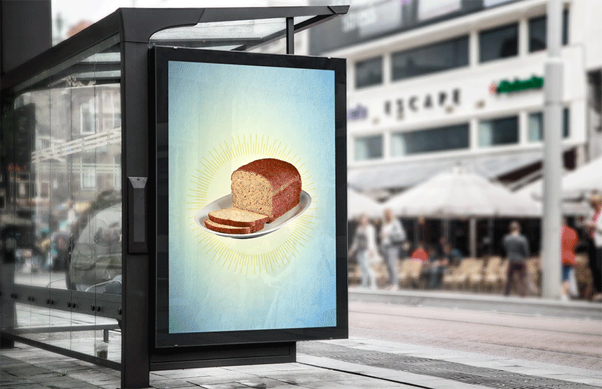 Rollover bus shelter ad
