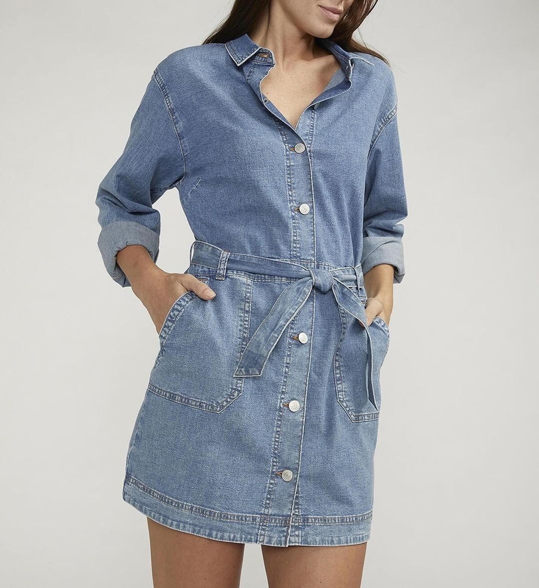 No closet is complete without this denim staple from @jagjeansusa. Find this chic dress and more at @fawbushs. 💙⁠