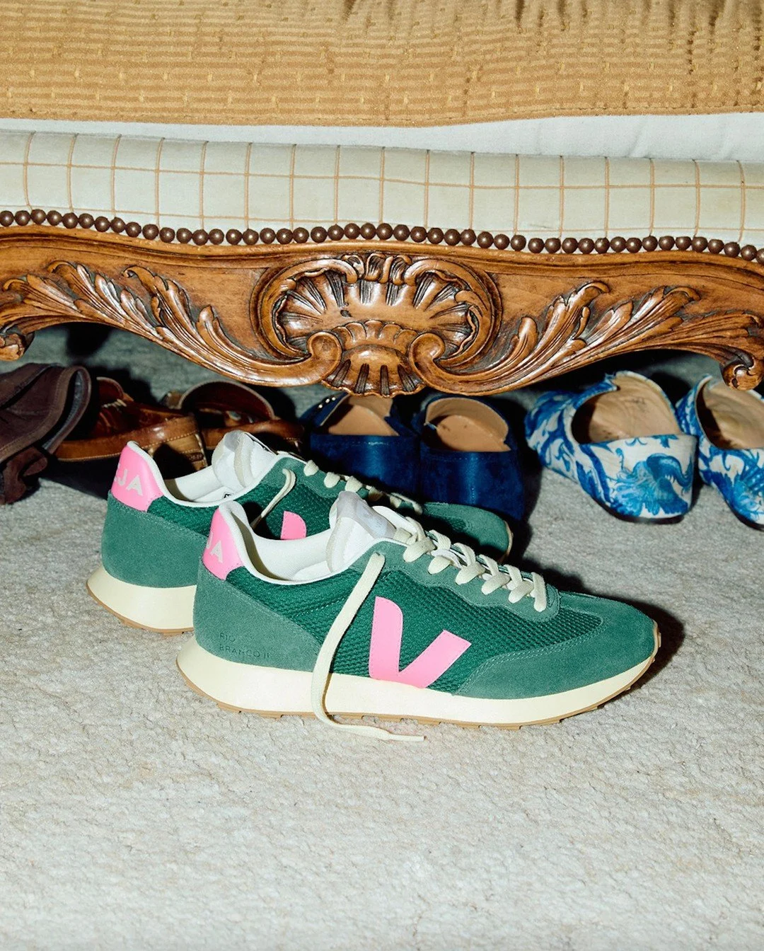 This season&rsquo;s standout step: the @veja Rio Branco in Poker Green from @pumpzco. ✨ With its sleek silhouette and vibrant coloring, this statement-making sneaker brings a touch of athleisure charm to your spring styling. 👟⁠
⁠
Stop by to explore 