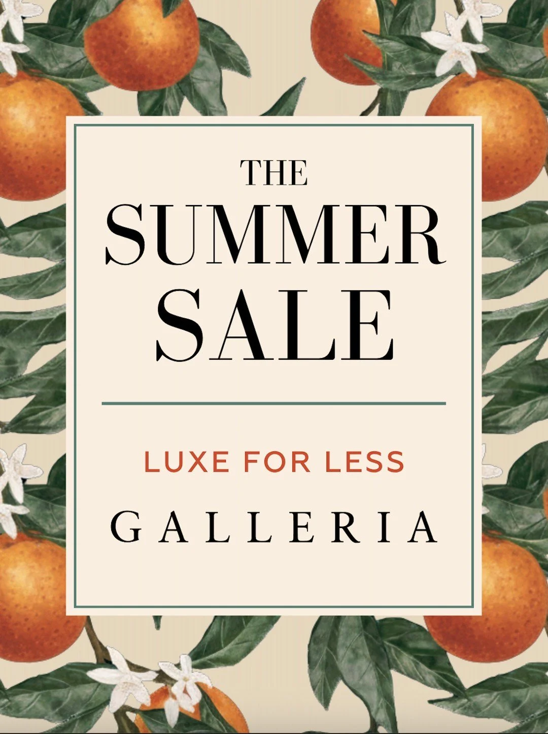 Squeeze a little more style into your summer! 🍊⁠
⁠
Galleria's Summer Sale is officially here, bringing luxe for less from your favorite retailers. Discover exclusive savings on everything from wear-now fashion and accessories to beautifully curated 