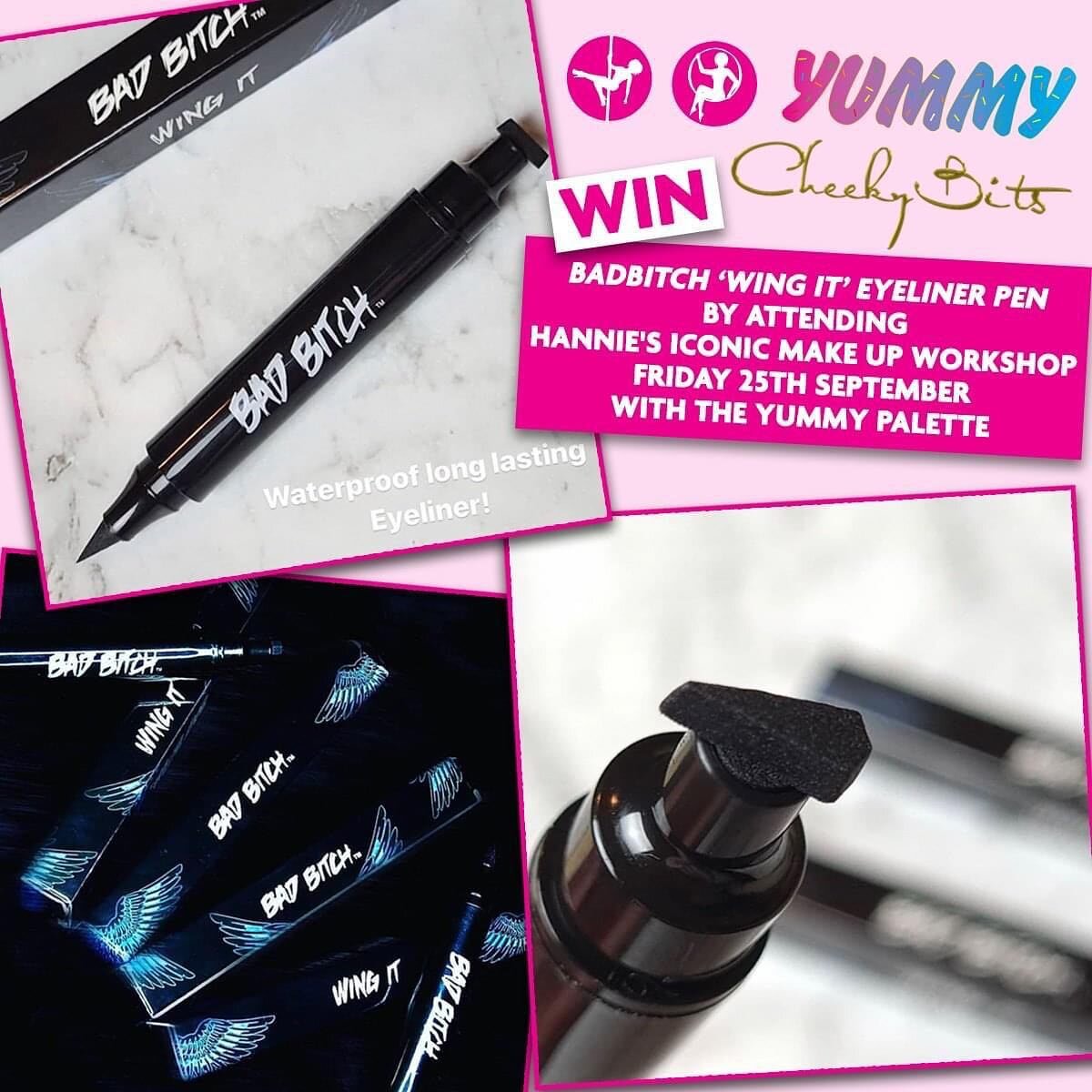 COMPETITION TIME!!! 😱🥳😎

WIN the NEW Cheeky Bits BADBITCH &lsquo;WING IT&rsquo; eyeliner pen by attending Hannie's Iconic Make Up workshop Friday 25th September with the YUMMY palette.
How to win:
1. Follow @cheekybitsofficial , @yummytheshow and 