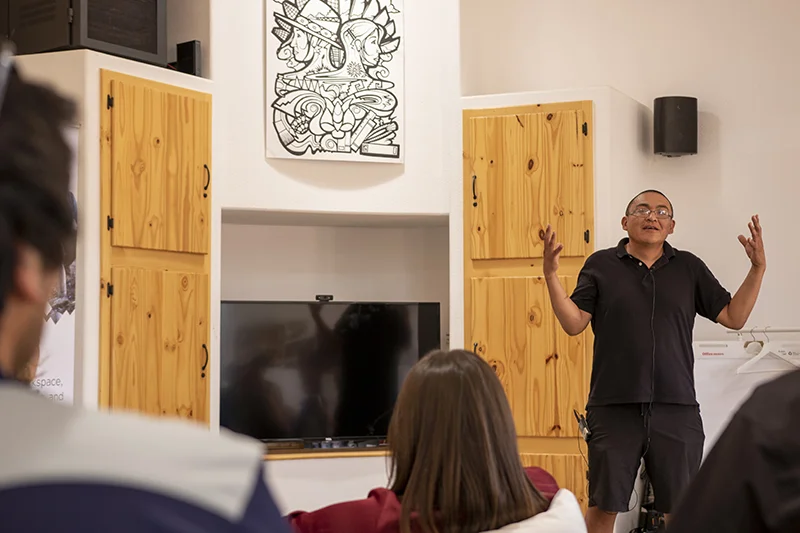 2019 Graduate Carlos Deal of Alternativeats in Tuba City, AZ giving his pitch