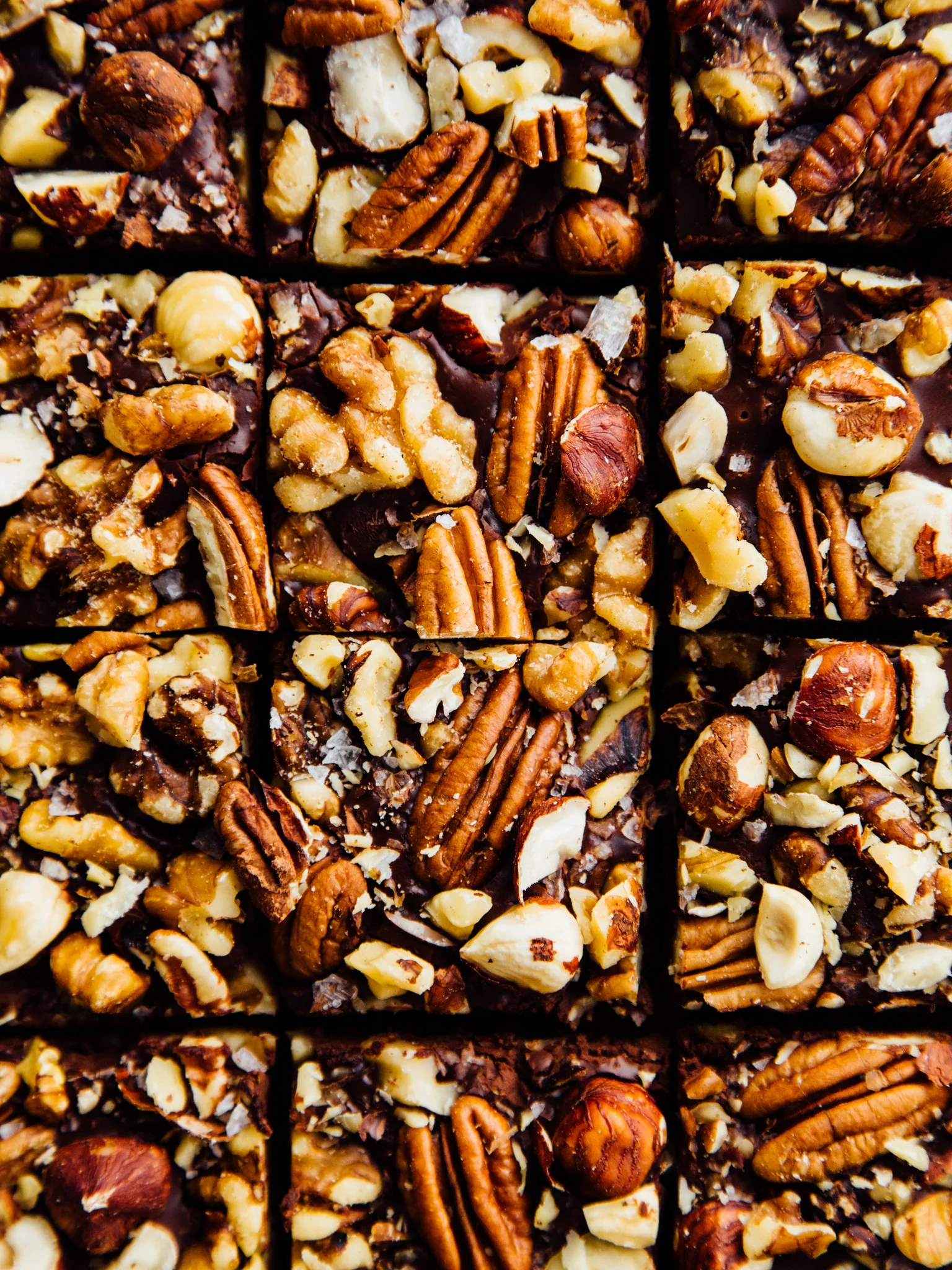 Nutty brownies with mocha ganache