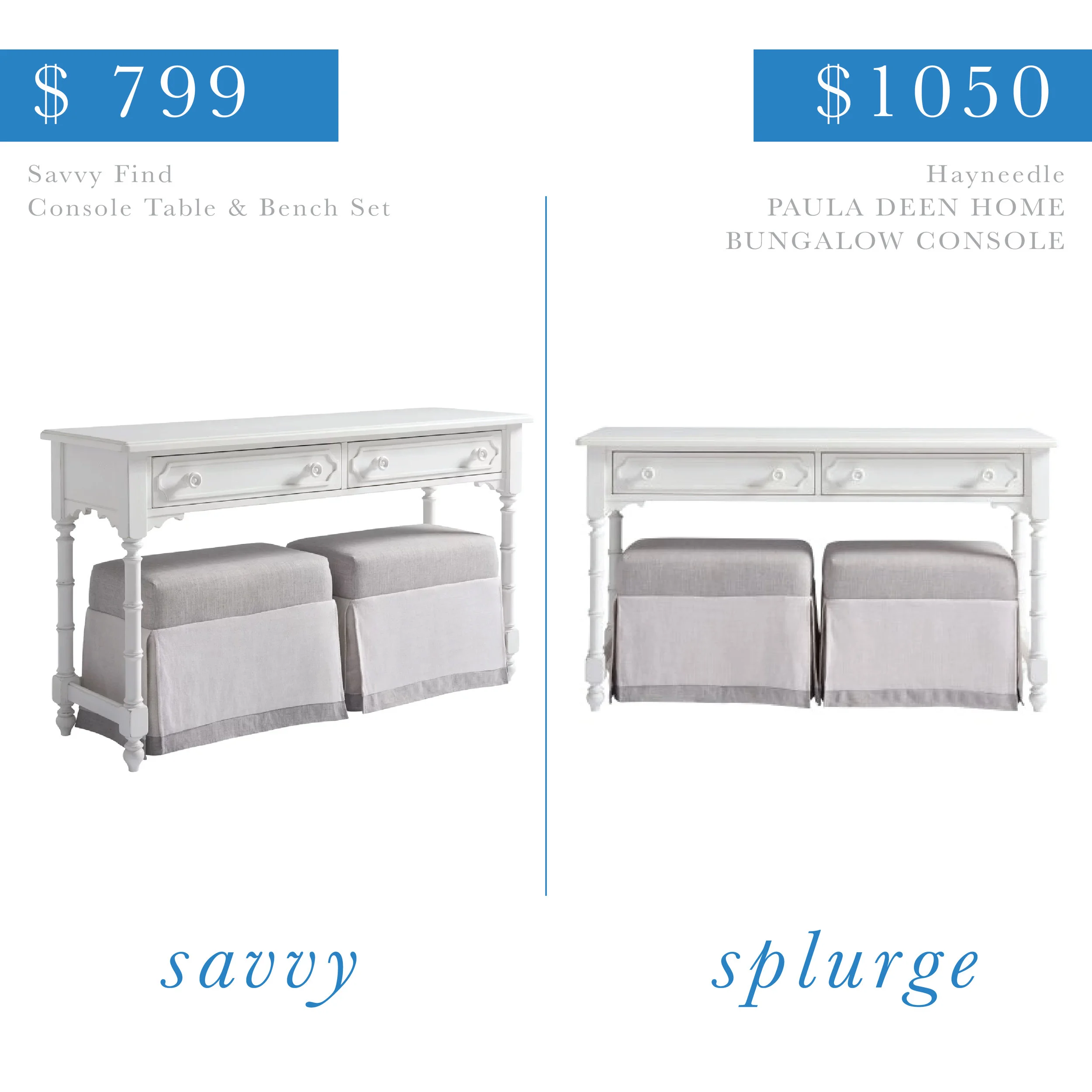 Console and Upholstered Bench