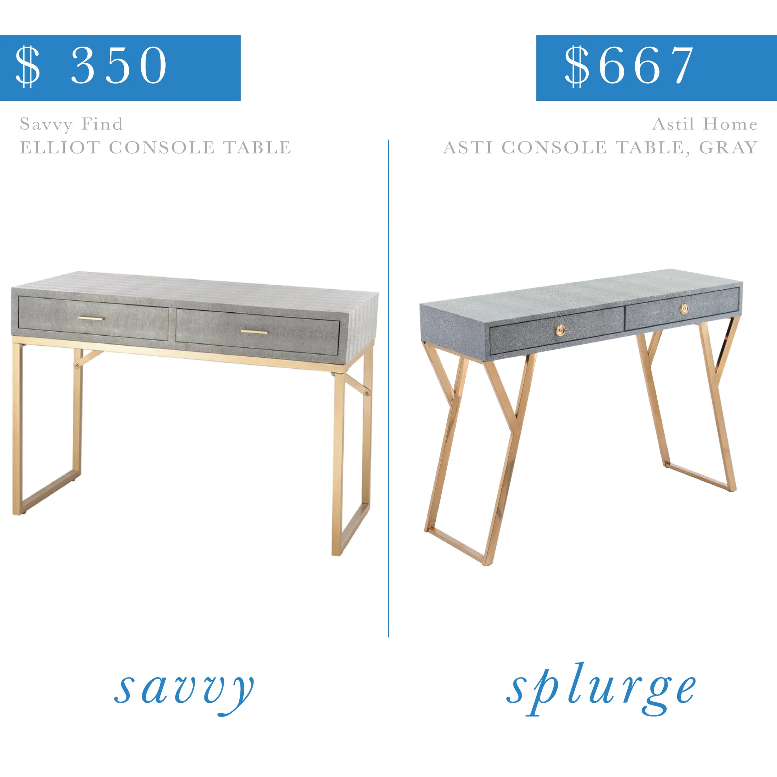 Glam Gray Console Table