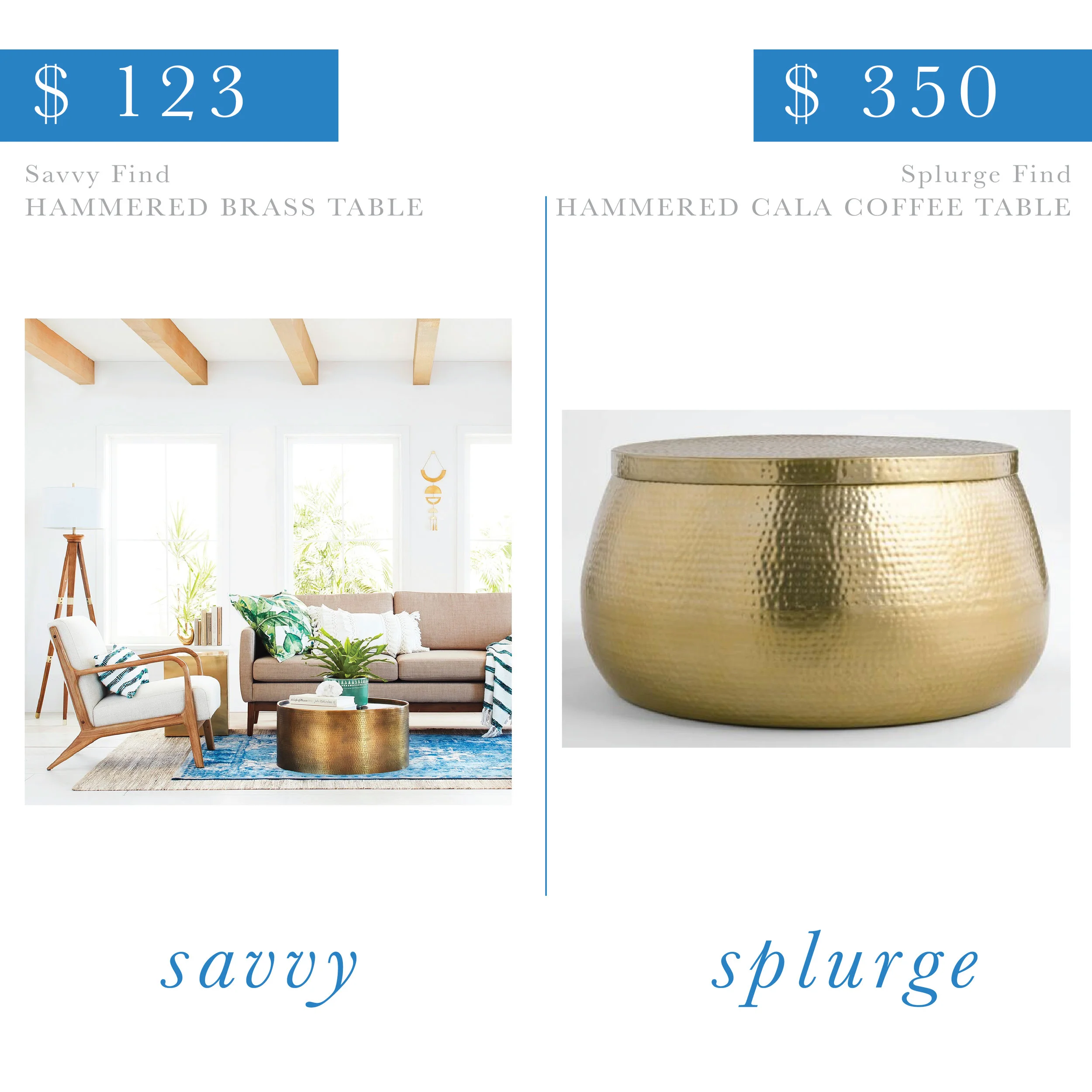 Gold Hammered Coffee Table