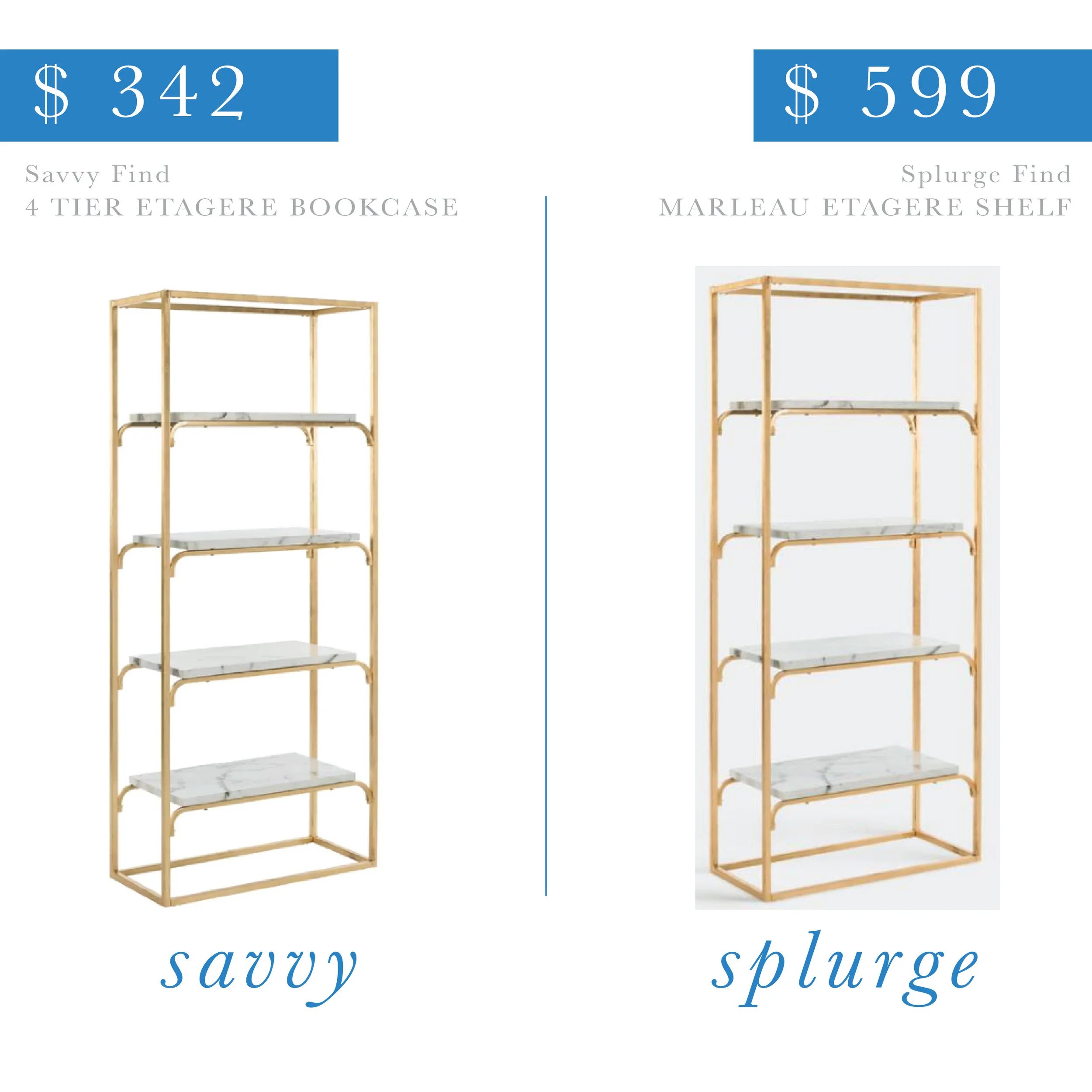 Gold and Marble Etagere