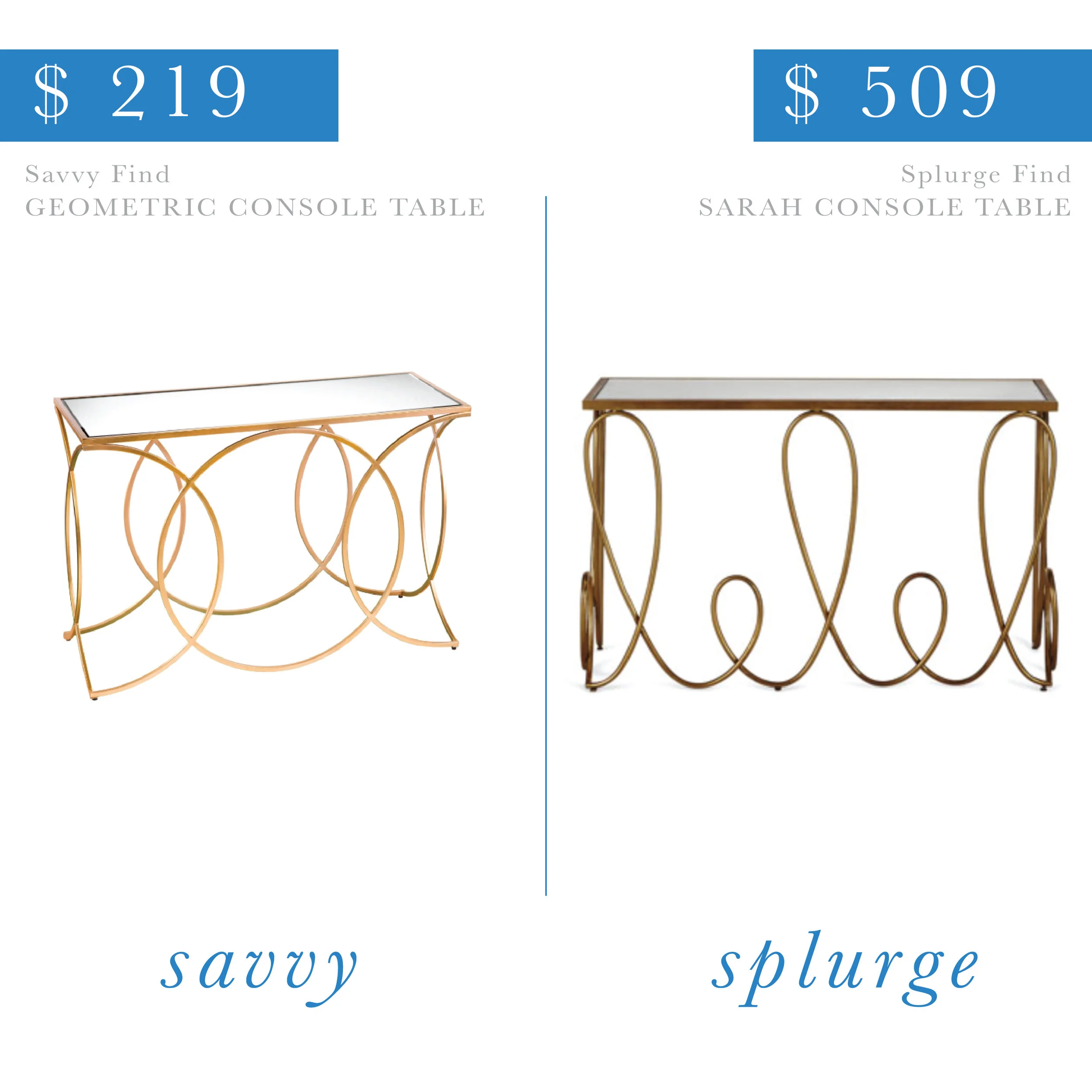 Gold Geometric Console Table