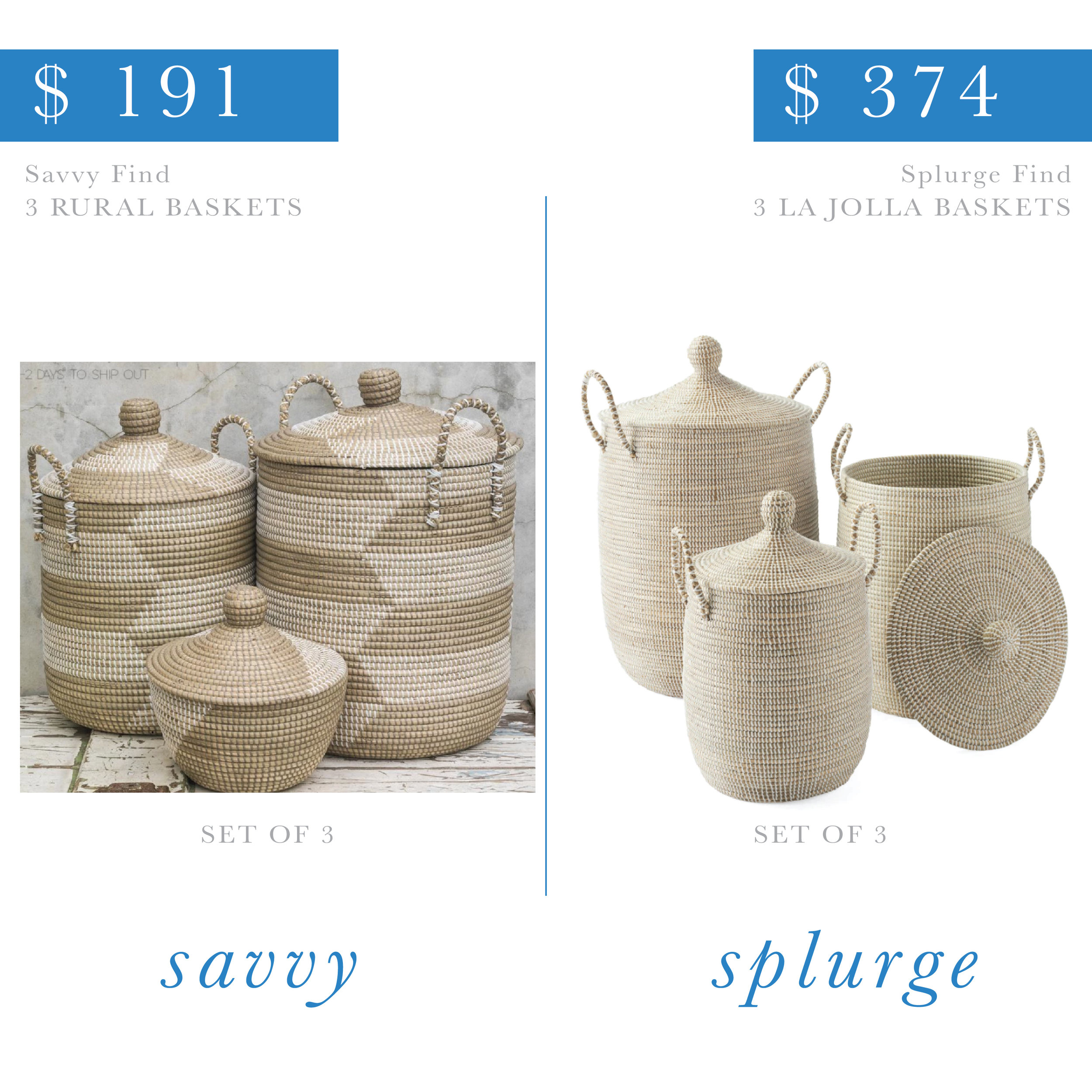 Set of 3 Baskets with Lids