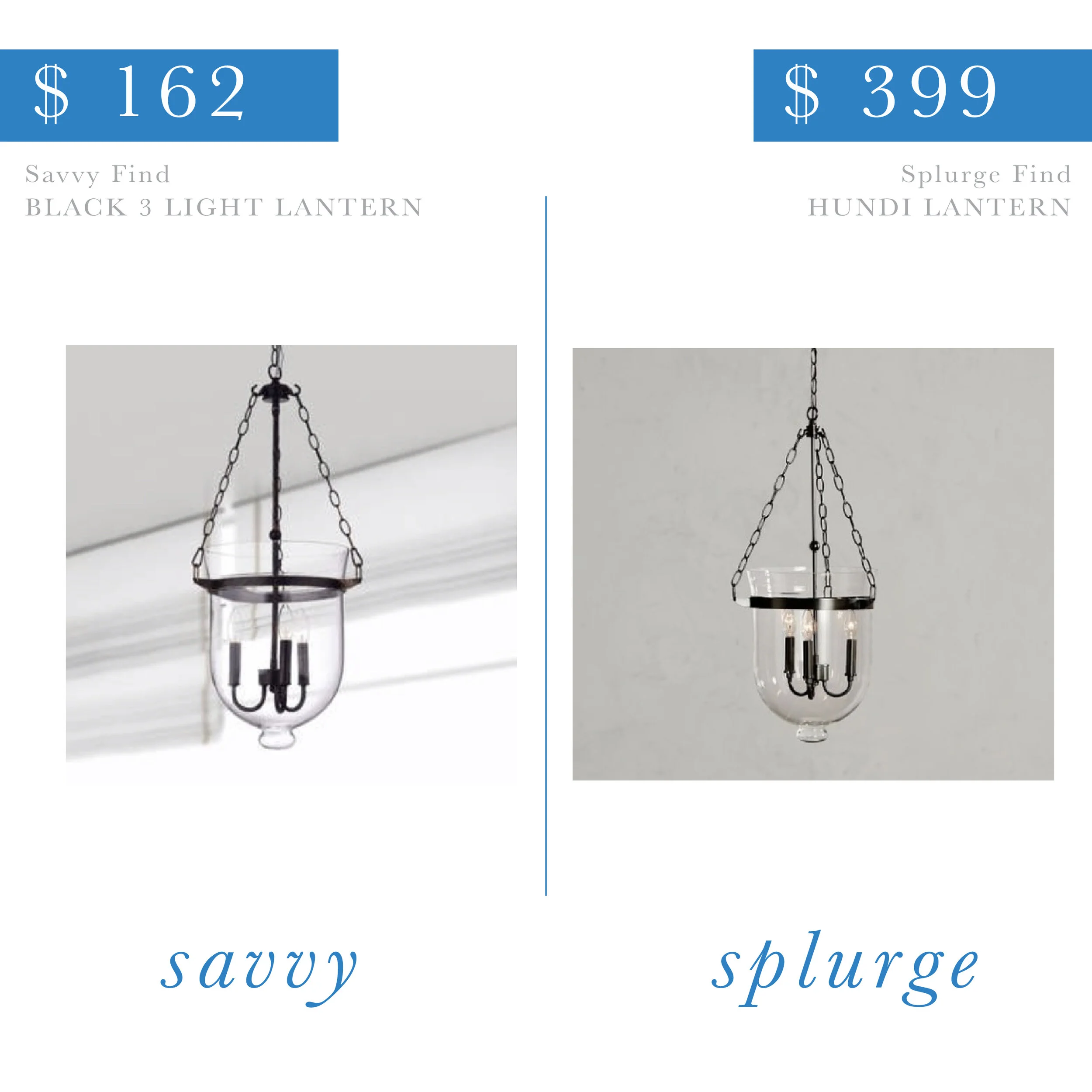 Black 3 Light Lantern