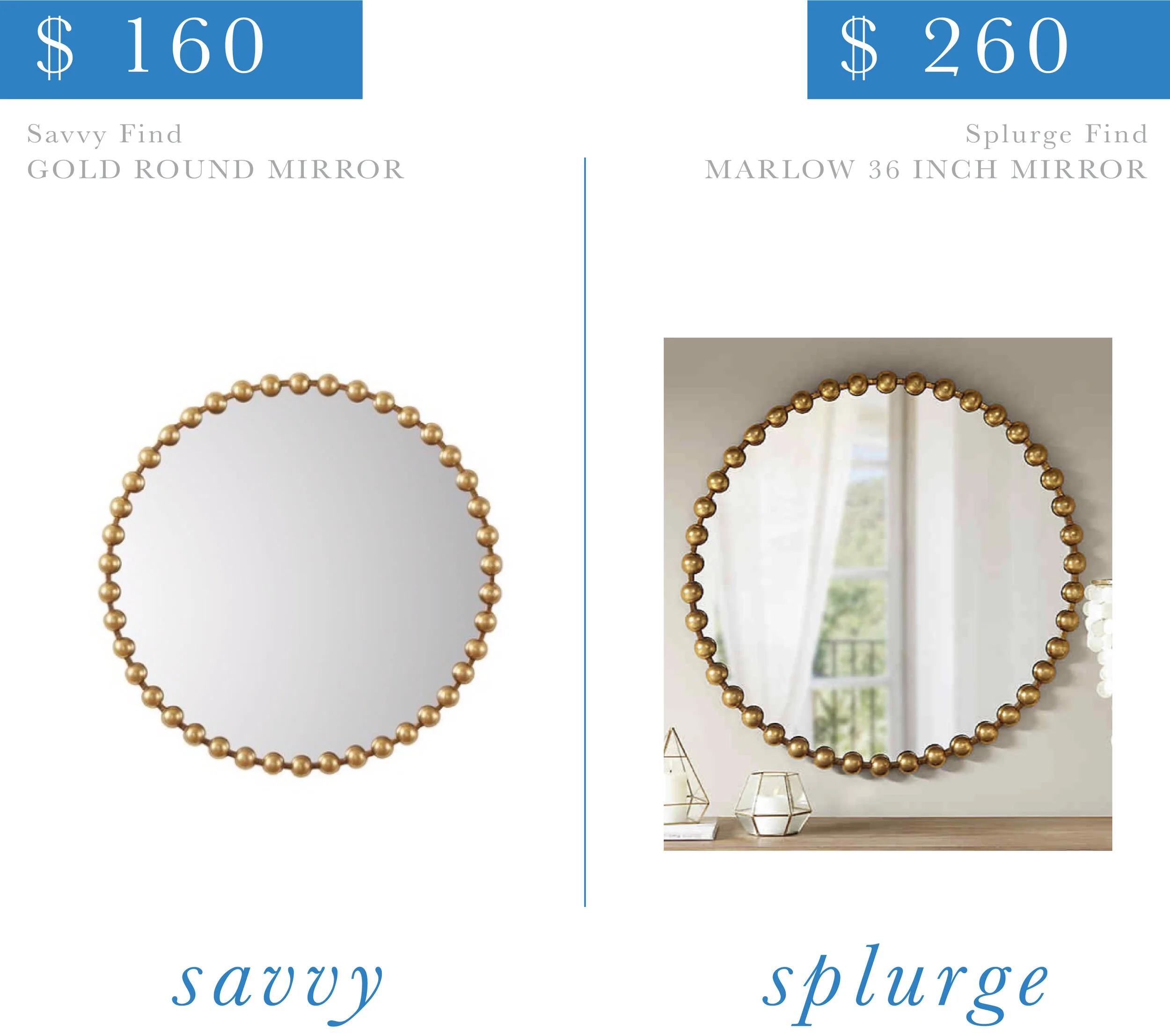 Gold Ball Round Mirror