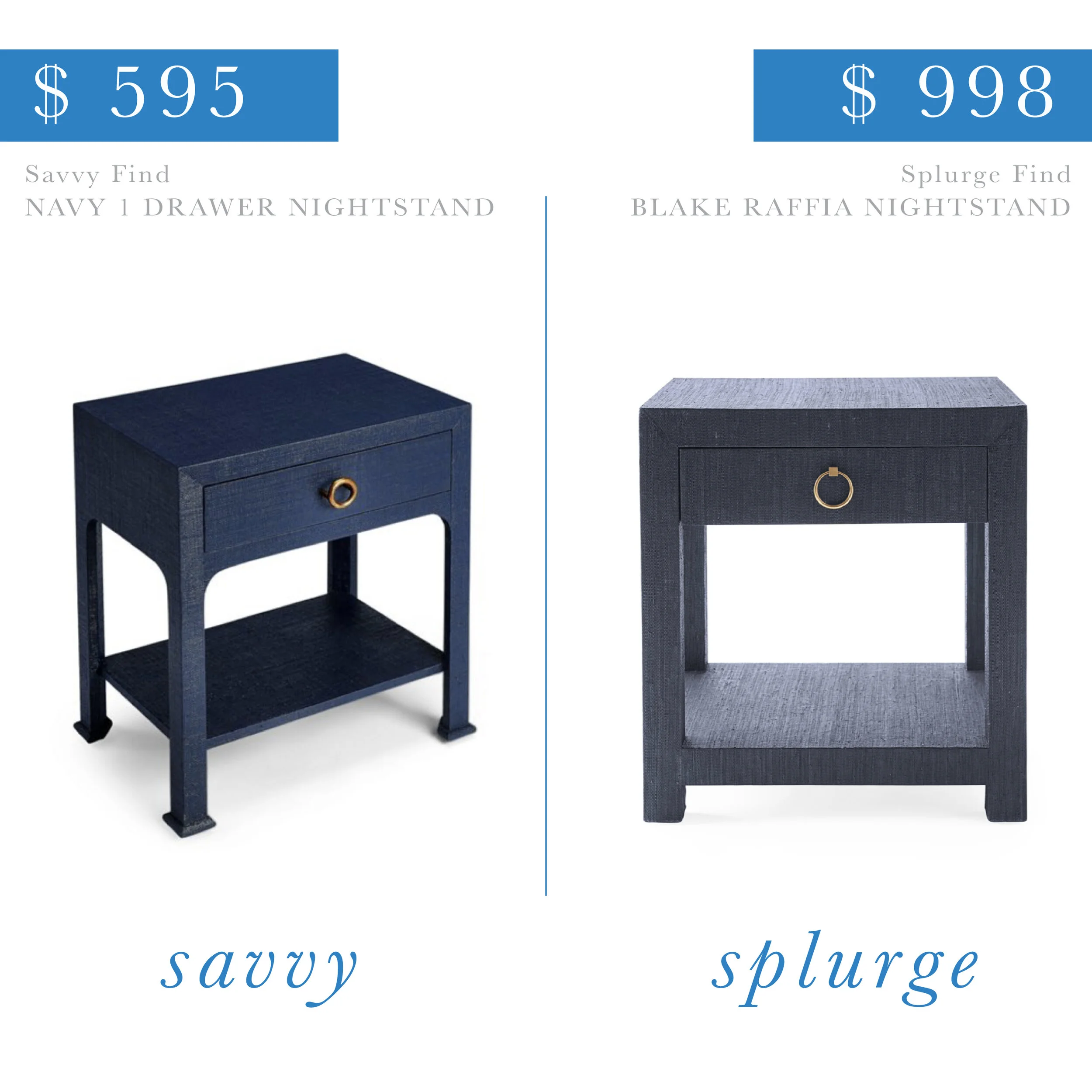 Raffia Navy Nightstand