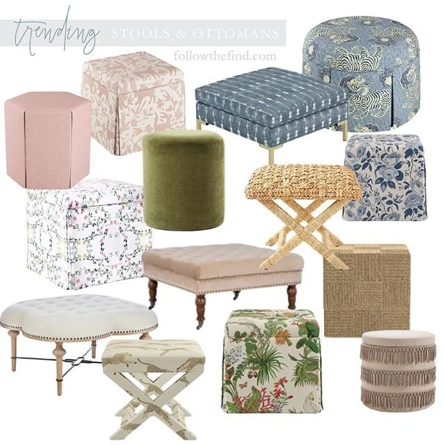 Trending Tuesday (pauses to confirm its actually Tuesday) features stools and ottomans! We&rsquo;ve rounded up some favorites on followthefind.com or in the @liketoknow.it app! #ottomans #stools #livingroomdecor #mytradhome