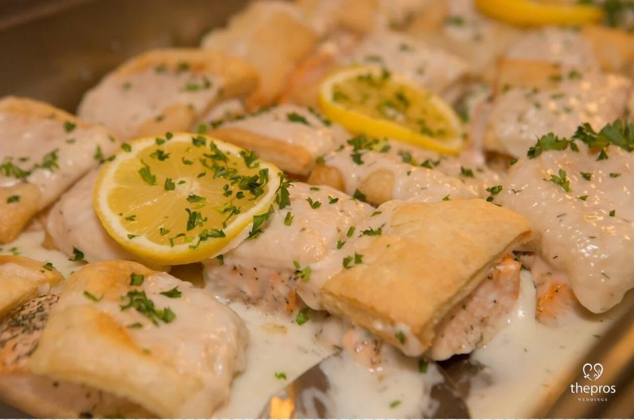 Salmon and Puff Pastry with Dill Cream Sauce
