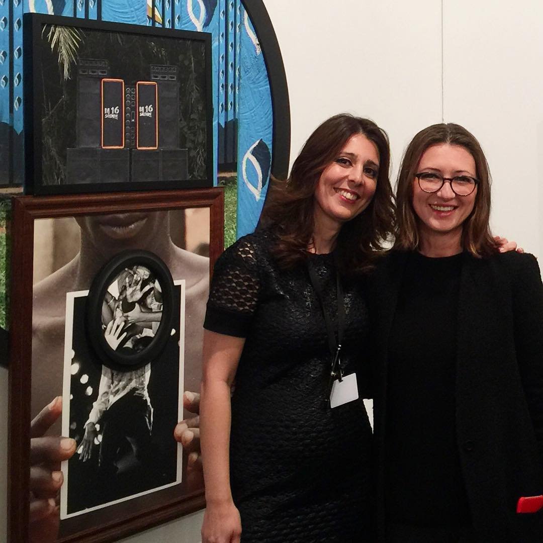 Luana Hildebrandt and Anna Meliksetian at the first solo exhibition of Todd Gray in Los Angeles. 