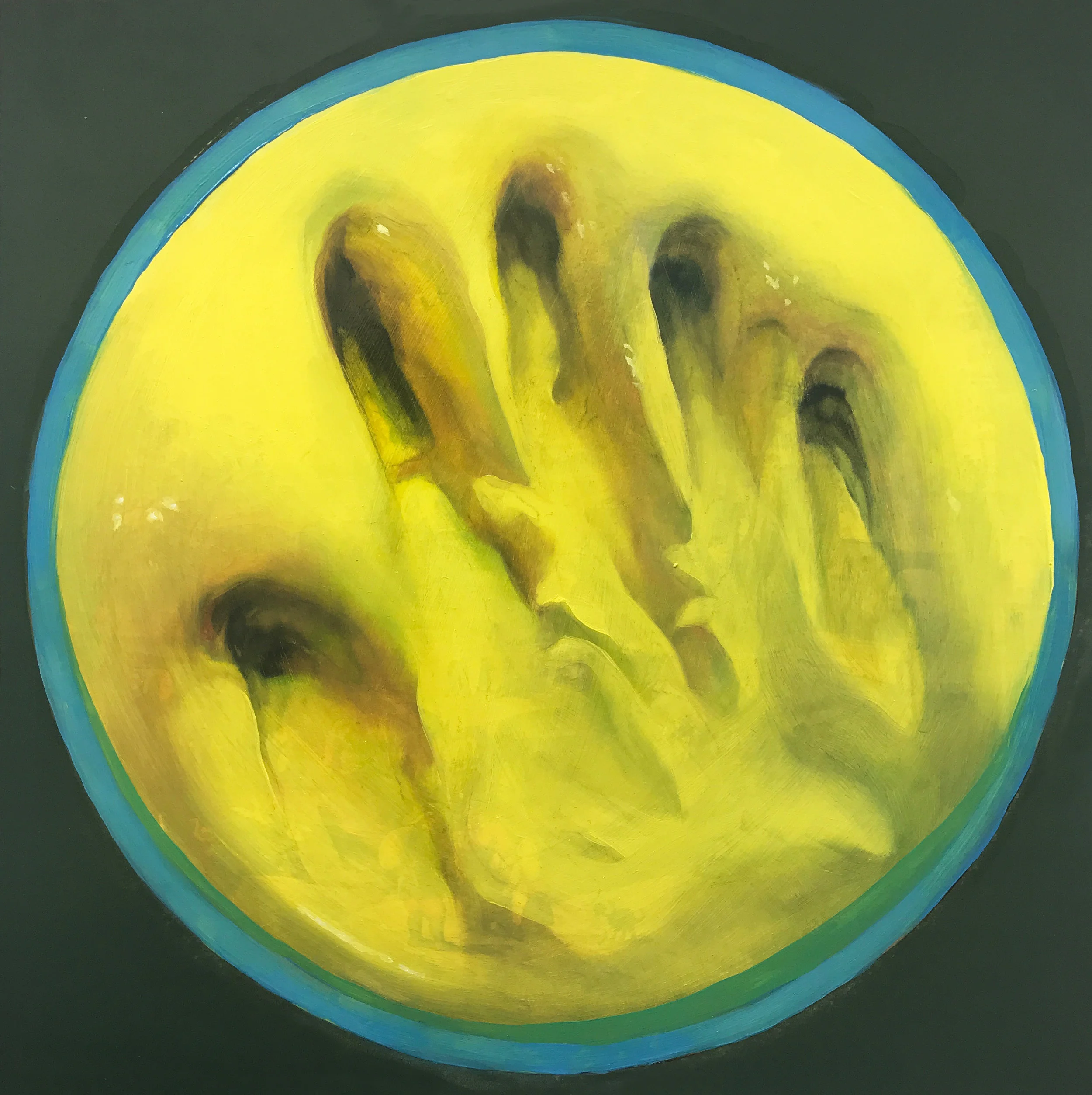 Oils and acrylics on paper 33.5 x 33.5 cm, 2018