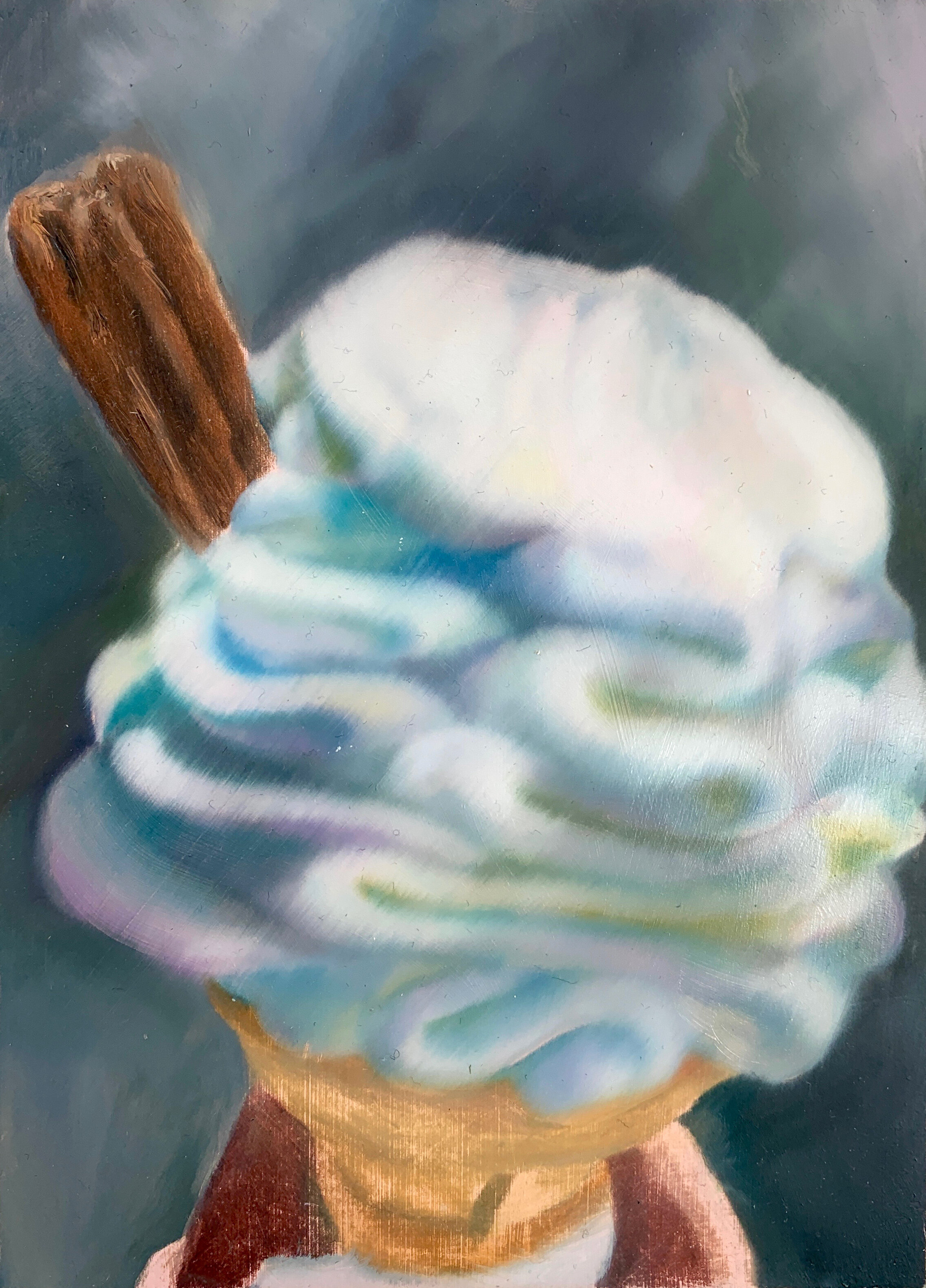 Ice Cream, oil on plywood, 18x13cm, 2020