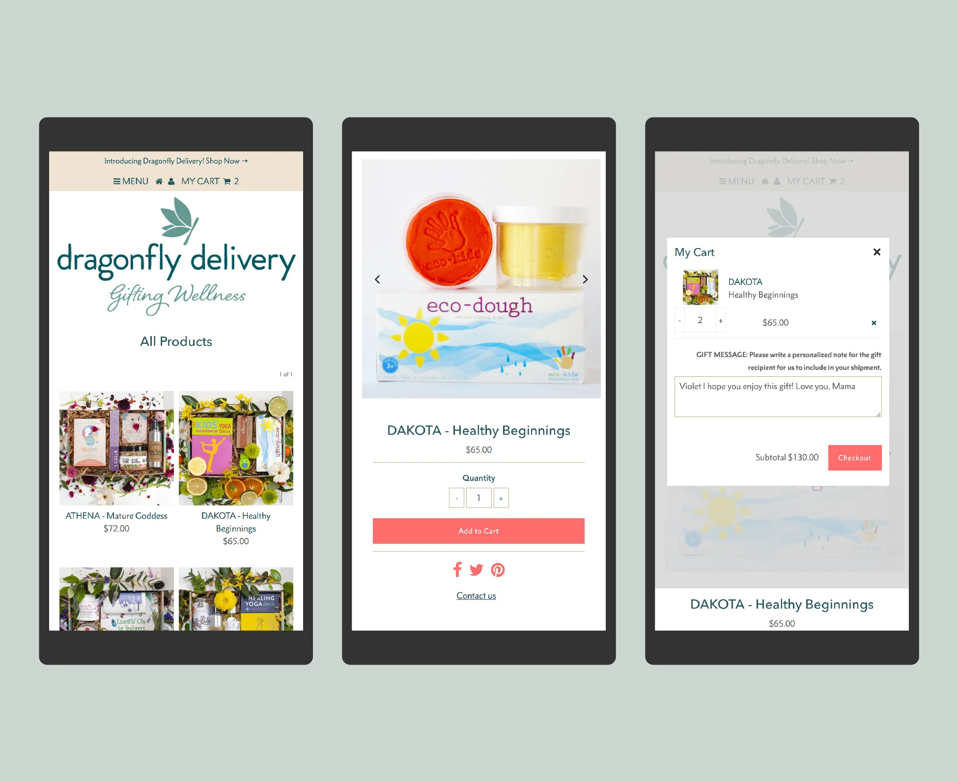 Dragonfly Delivery Online Shop with mobile friendly responsive design