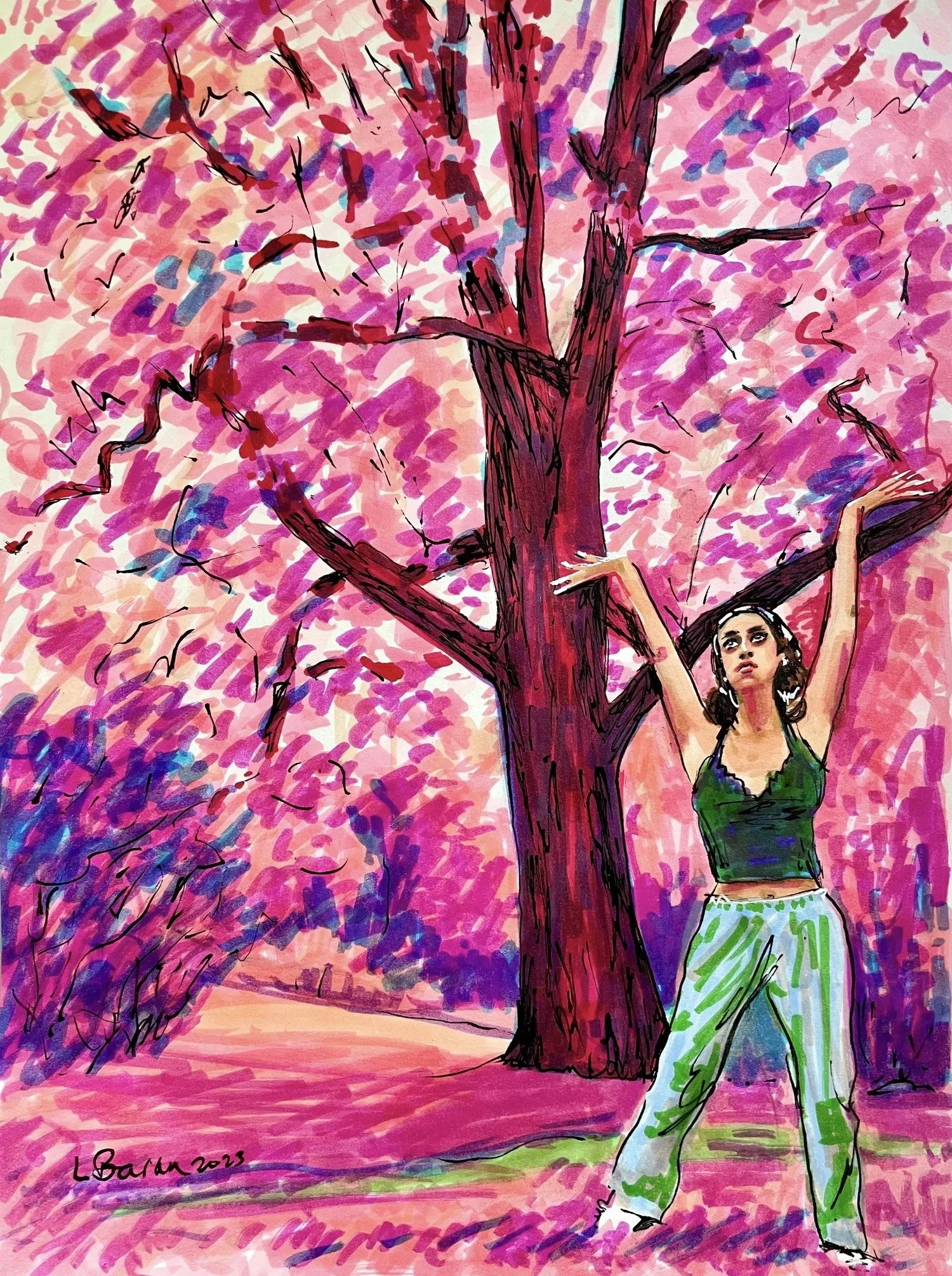 Self Portrait with Belle Sherman Tree by Laura Baran.jpeg