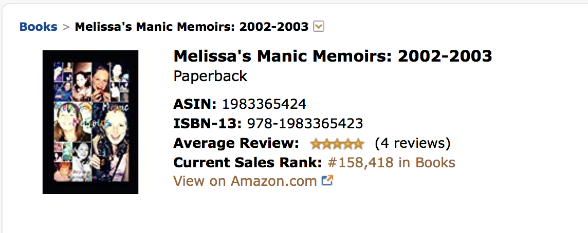 This is in all overall selling on Amazon in Paperback books. Out of 8 million books. 10 days in. Can we get to number 1 so I can find someone to maybe give me a contract? Editing is the worst for me.
