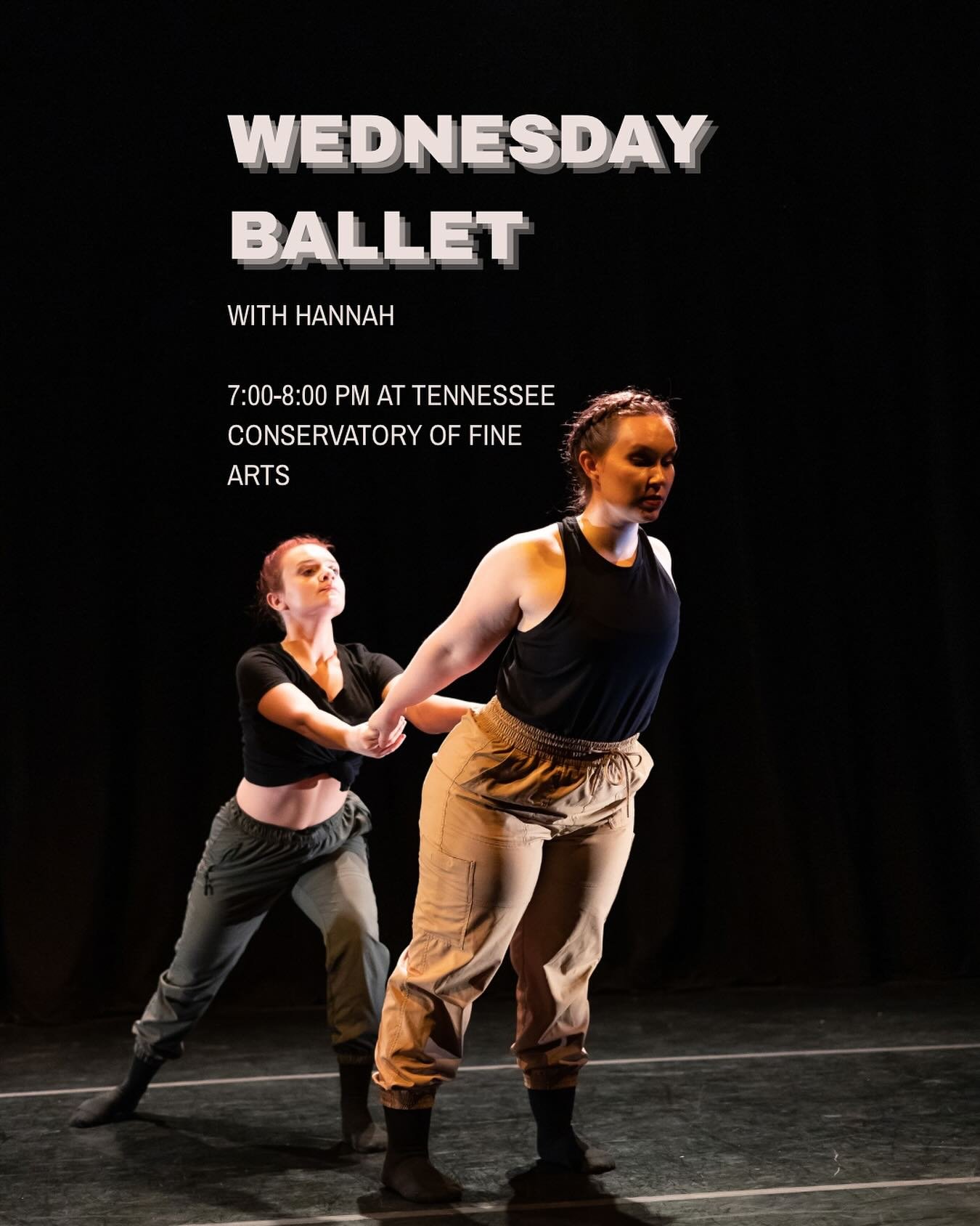 Come join us tonight for Wednesday Ballet with Hannah! 7:00-8:00 PM at the Tennessee Conservatory of Fine Arts. Your first class is always free!