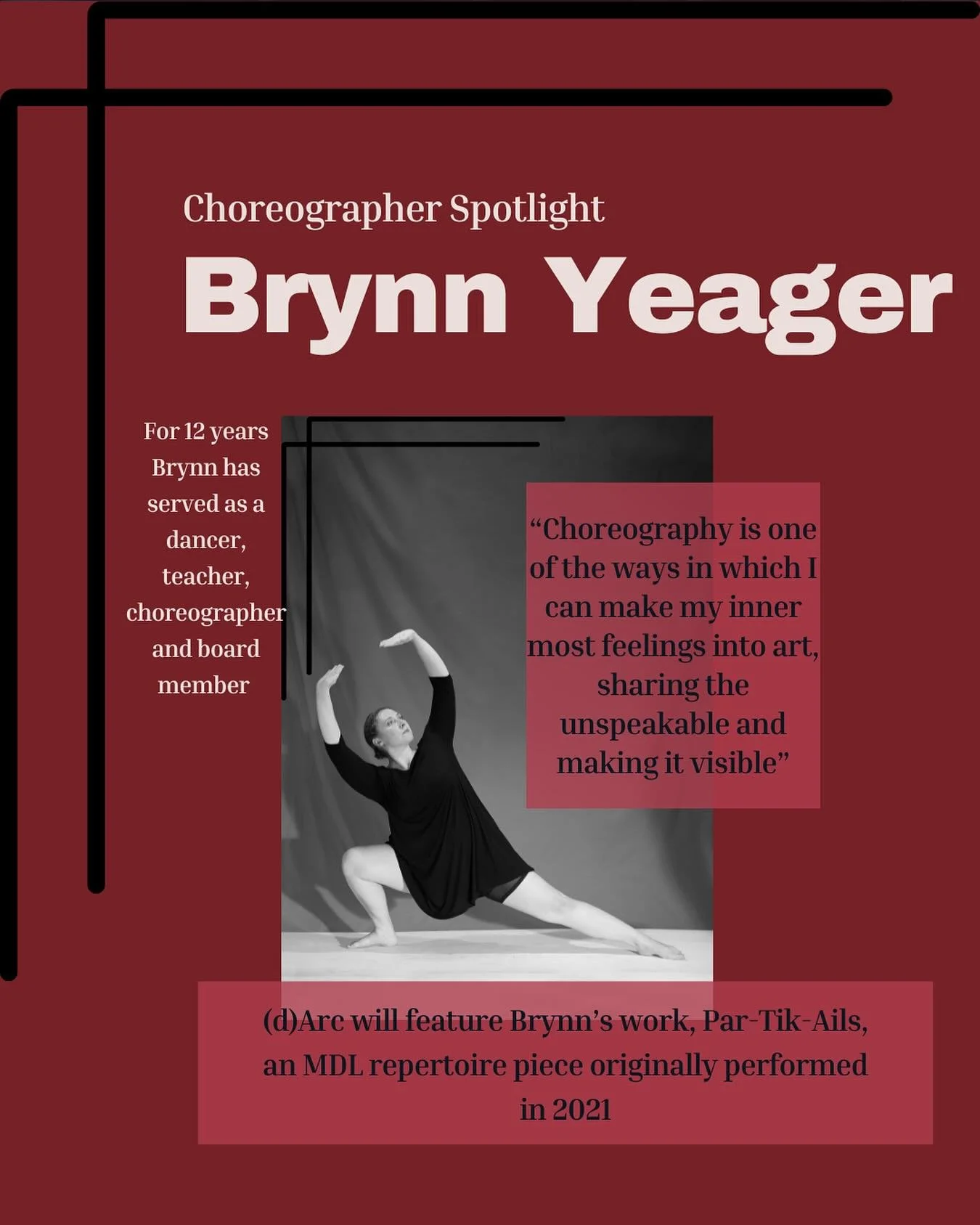 (d)Arc&rsquo;s first choreographer spotlight is Brynn Yeager! Brynn has held many roles and created so much fantastic art for Momentum. We are excited to welcome @pyropixie5 back to the stage on Nov 15 and 16. 

Tickets in link tree!
