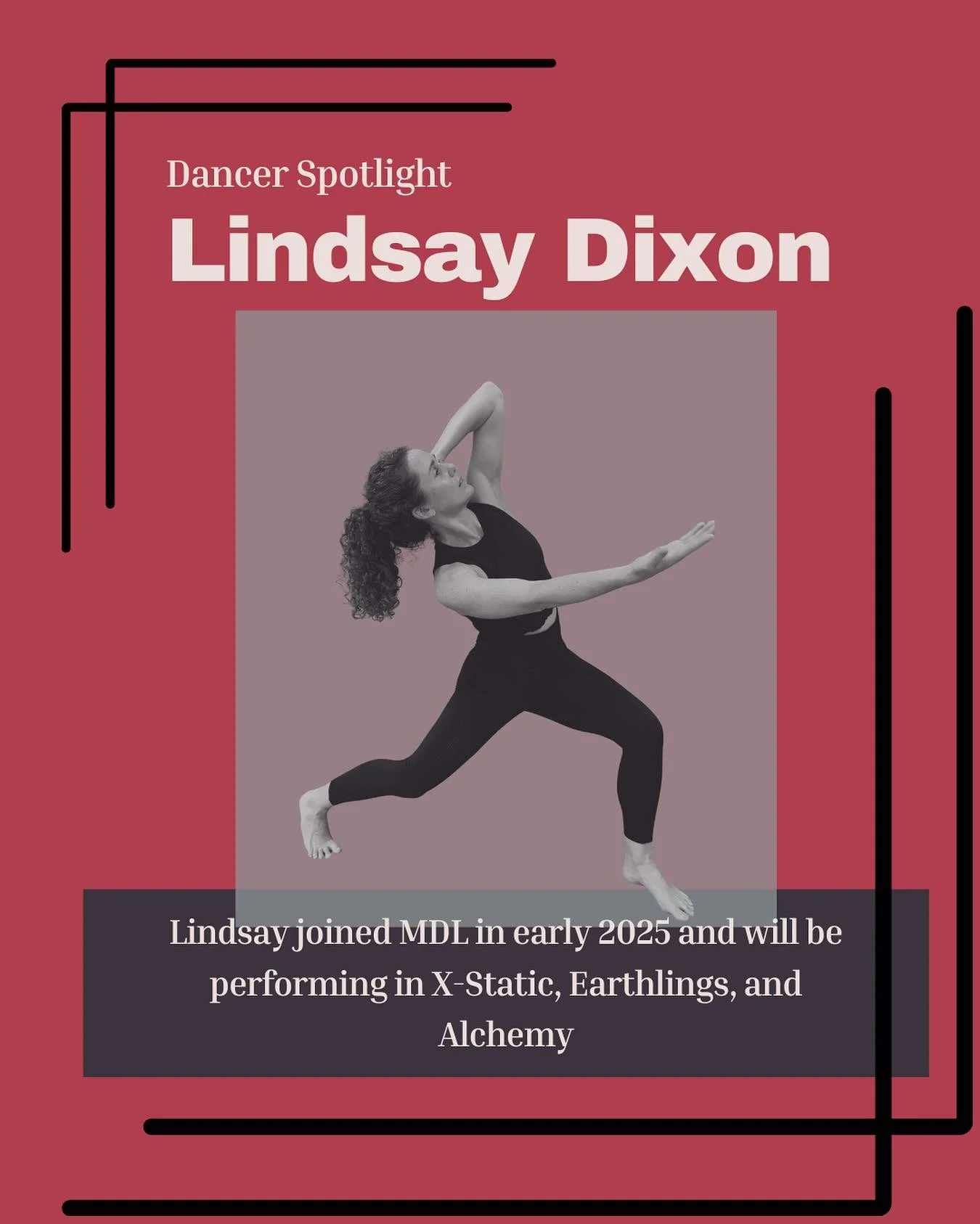 Today&rsquo;s dancer spotlight is Lindsay! She joined MDL earlier this year and we could not be more thrilled to have her. Check out her performance this coming Sat and Sun at (d)Arc! 

Tickets in link tree.