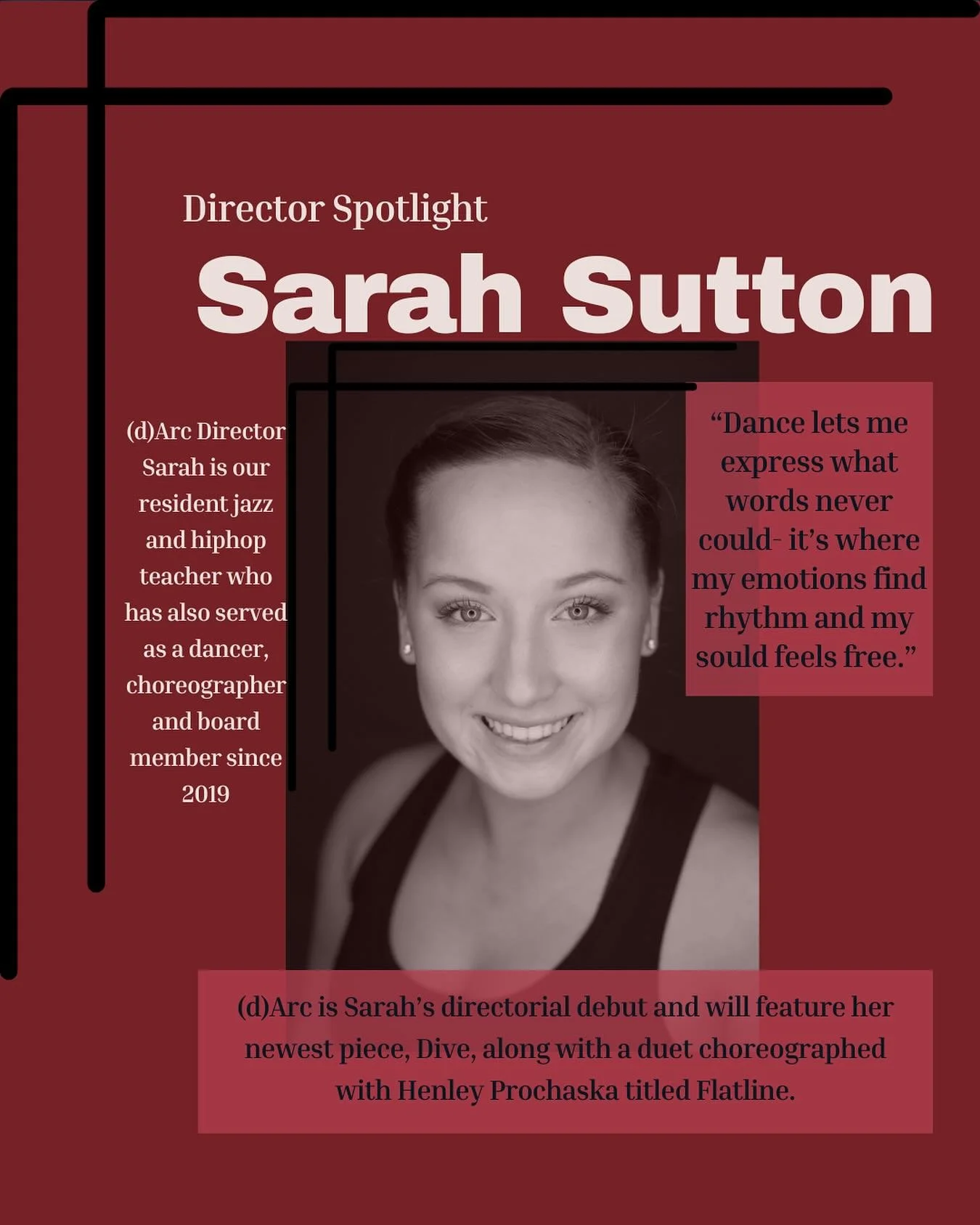 Our second director spotlight belongs to Sarah Sutton! Sarah&rsquo;s joy, spirit, and attention to detail help bring our shows to life. We celebrate her hard work this weekend at (d)Arc! Come see us at the Clayton Center for the Arts! @sarah_sutton_1