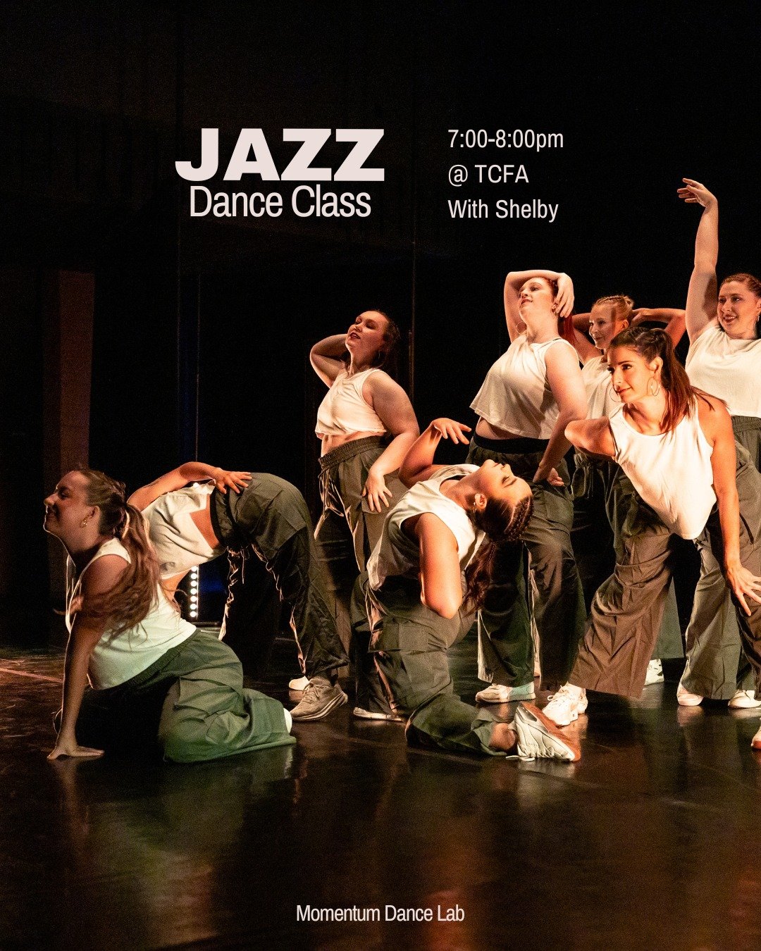 Join us tonight for a Jazz Dance Class with Shelby! 7:00-8:00 PM Wednesday at the Tennessee Conservatory of Fine Arts.