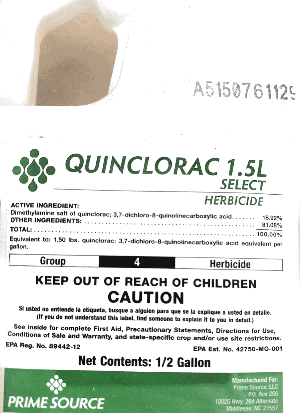 Quinclorac Select - Herbicide - 1.5 L  Earth Products LLC