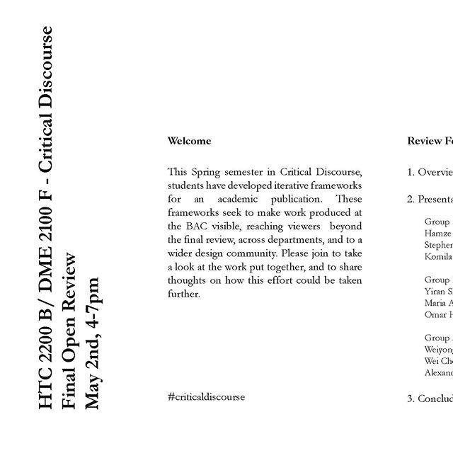 This Wednesday, 4-7pm, at the Beehive. 
An open review on publication iterations put together by your friends and colleagues at the BAC. Come and join on a dialogue on academic journals and frameworks for platforms of discussion. 
#criticaldiscourse