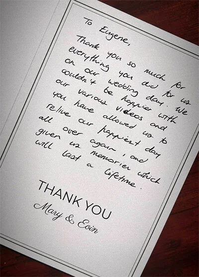 Thank you card from Mary & Eoin