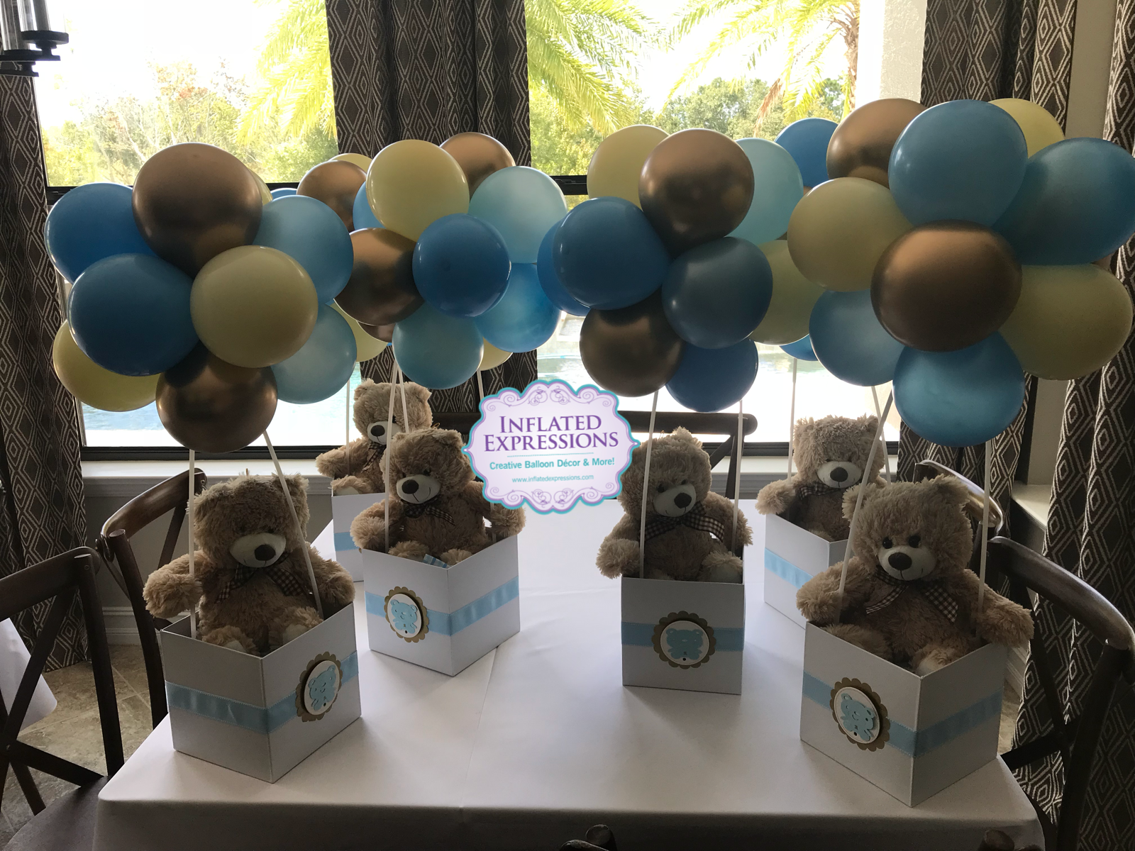 Teddy Bear Topiary Ball Balloon Centerpiece Inflated Expressions
