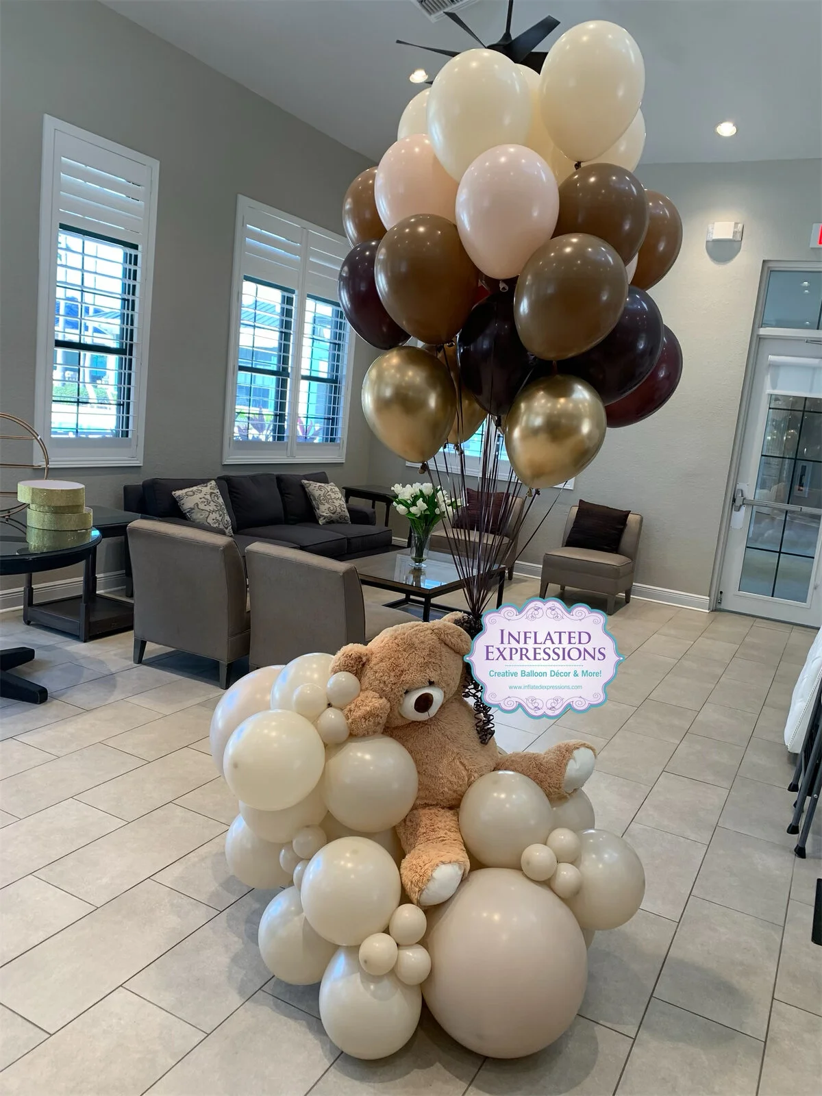 Teddy Bear Inspired Balloon Bunch Inflated Expressions Llc