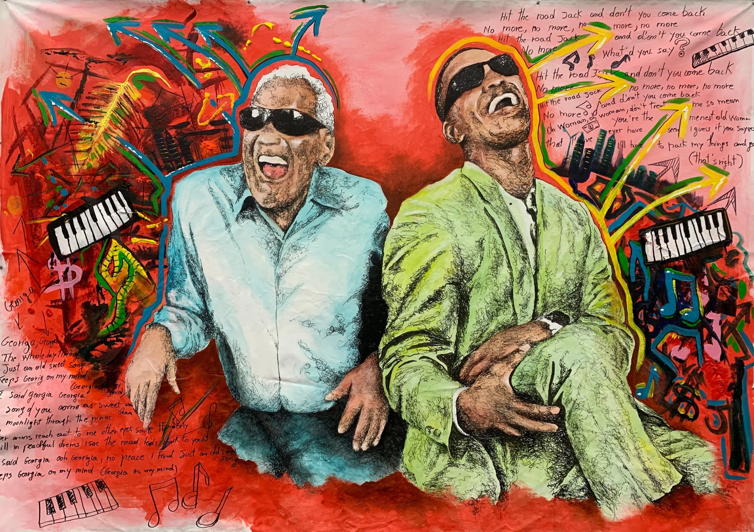 Ray Charles and Jamie Foxx 