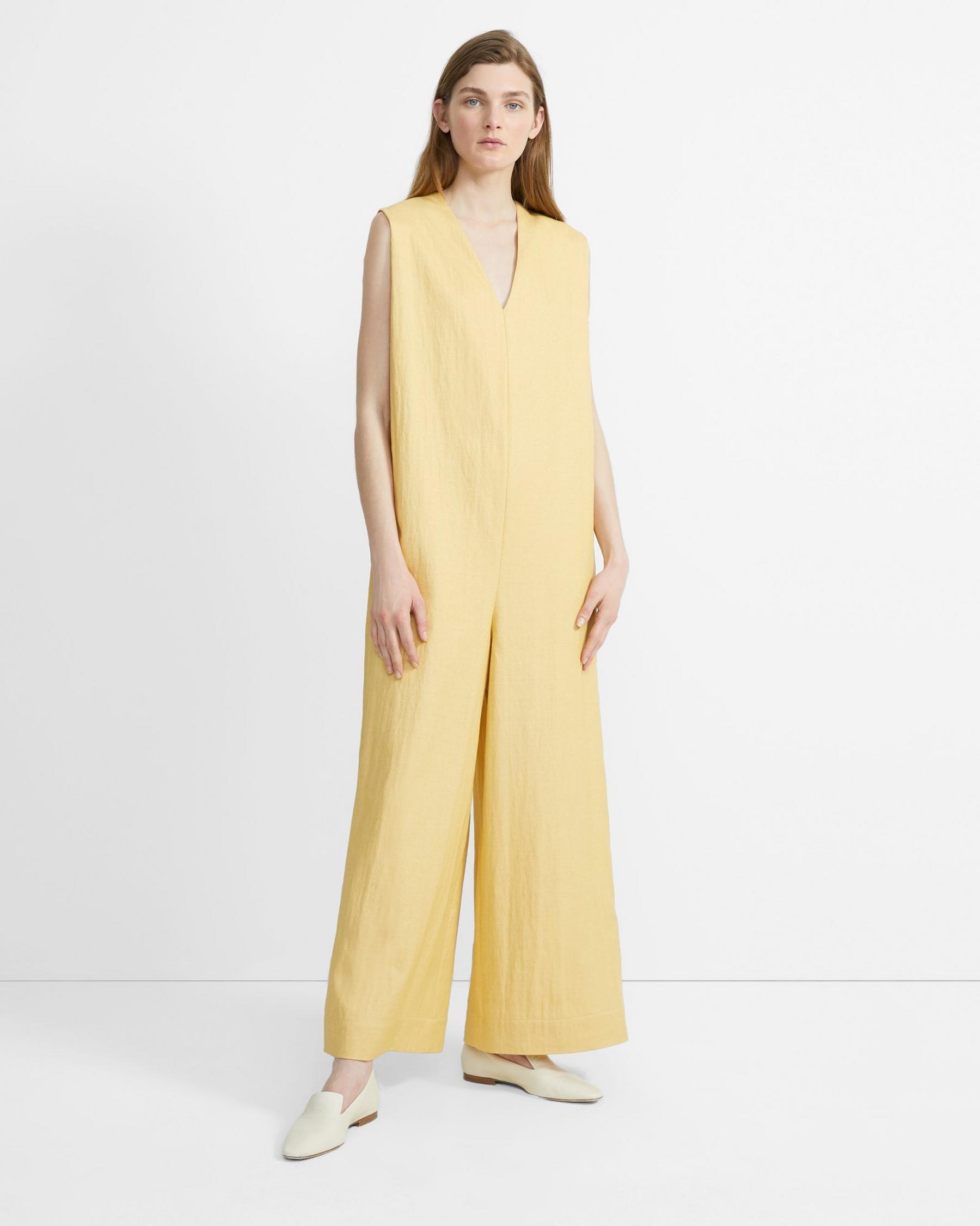 Theory Luxe Linen Straight Romper