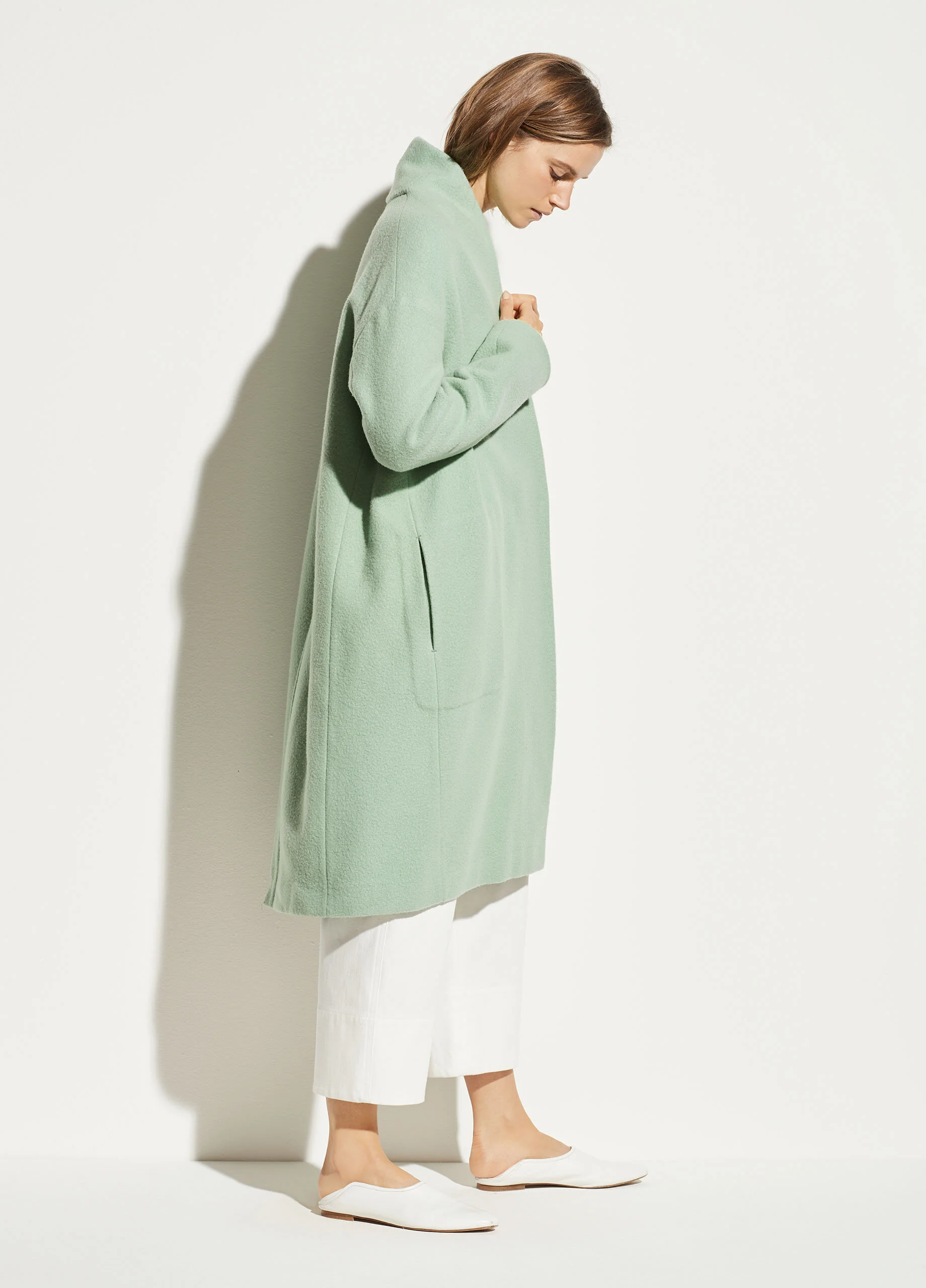 Wool Collarless Coat by Vince