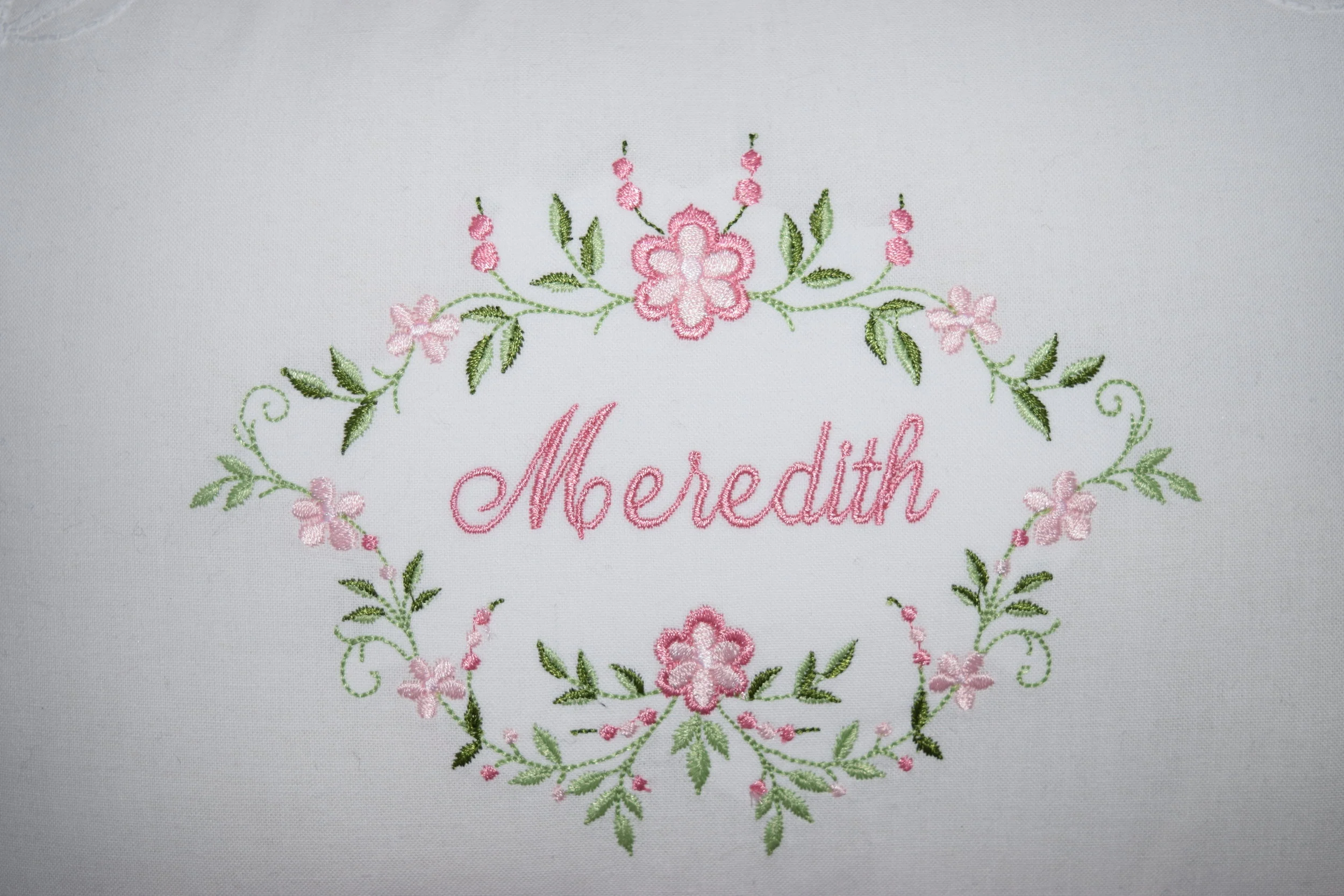 Floral Oval Linen & Swiss Dot Pillow