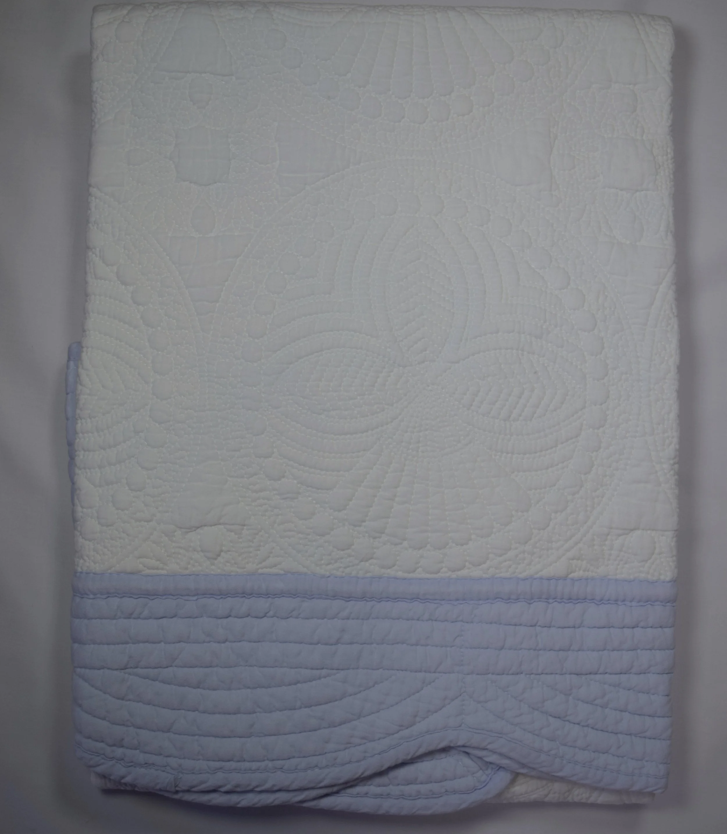 White with blue trim