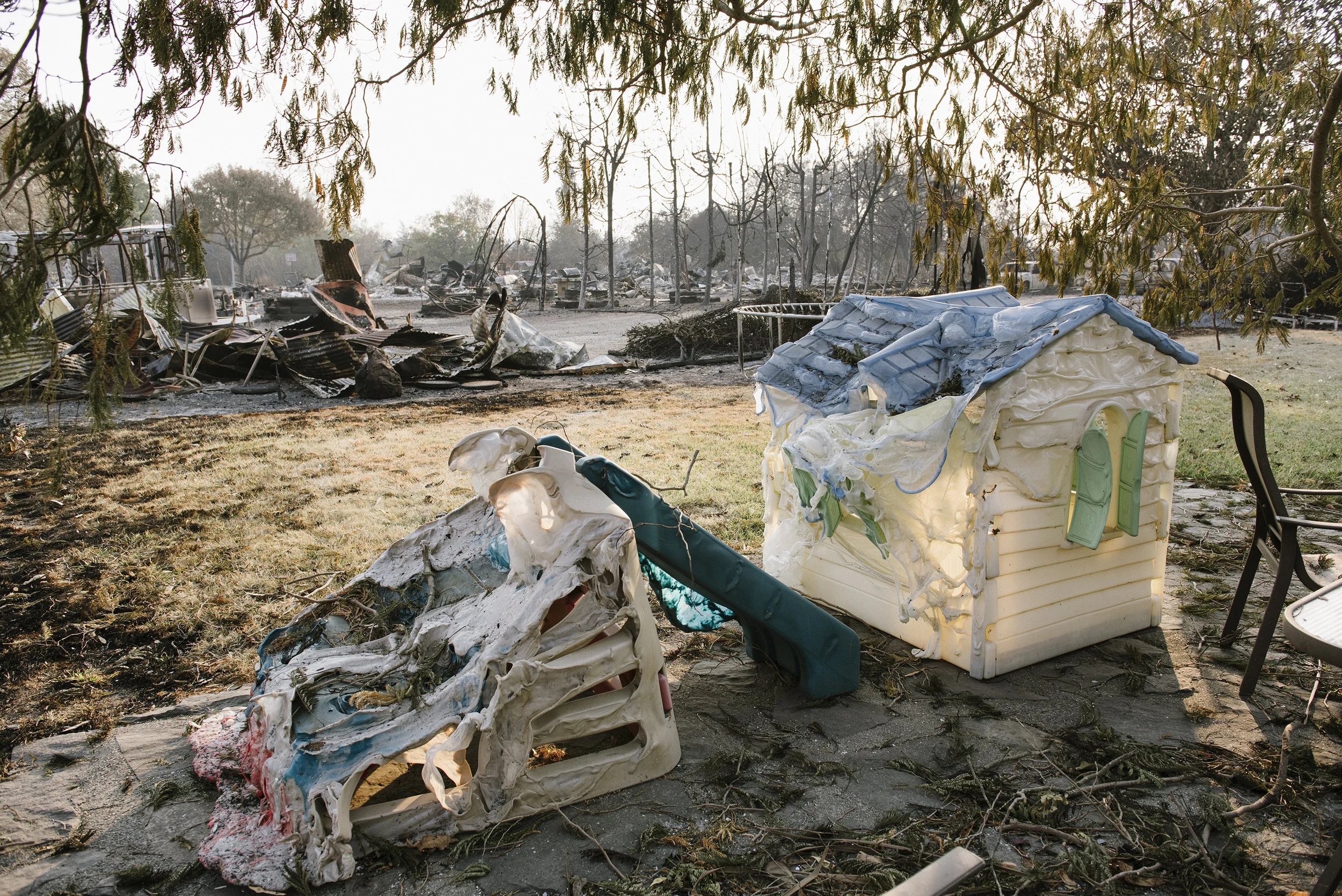The destroyed Coffey Park neighborhood in Santa Rosa, CA following the Tubbs Fire in 2017