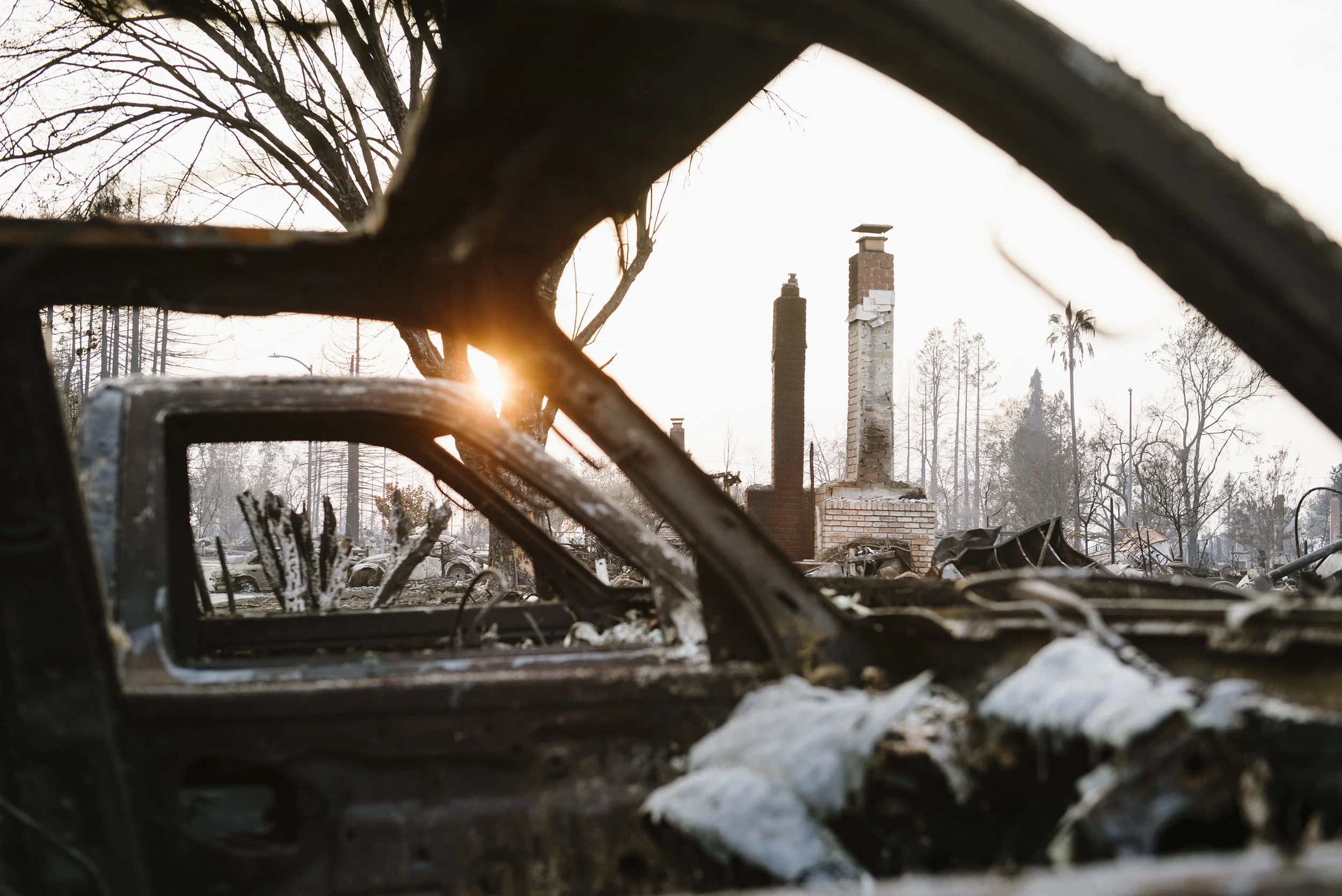 The destroyed Coffey Park neighborhood in Santa Rosa, CA following the Tubbs Fire in 2017