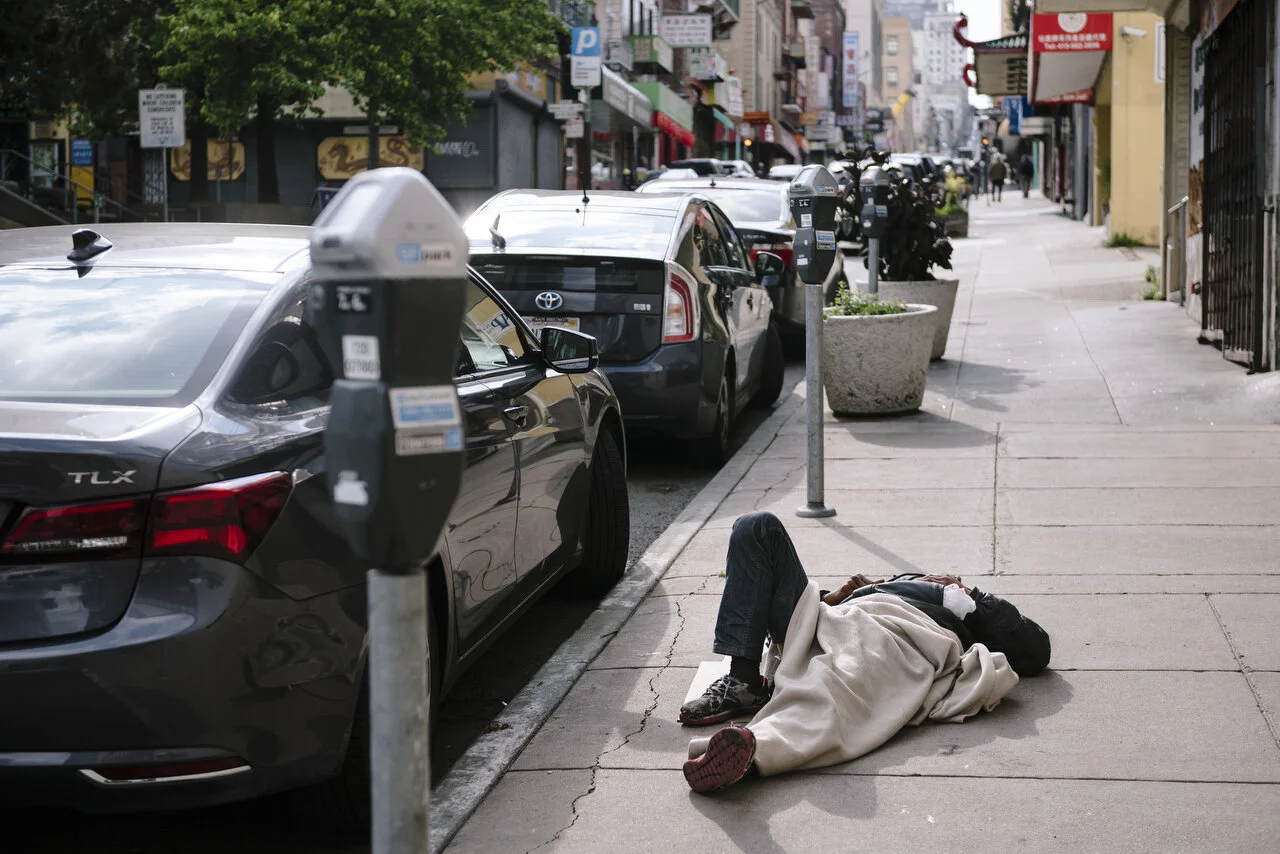  Empty streets in downtown San Francisco following a shelter-in-place order made by the mayor, March, 2020,  For Bloomberg. 