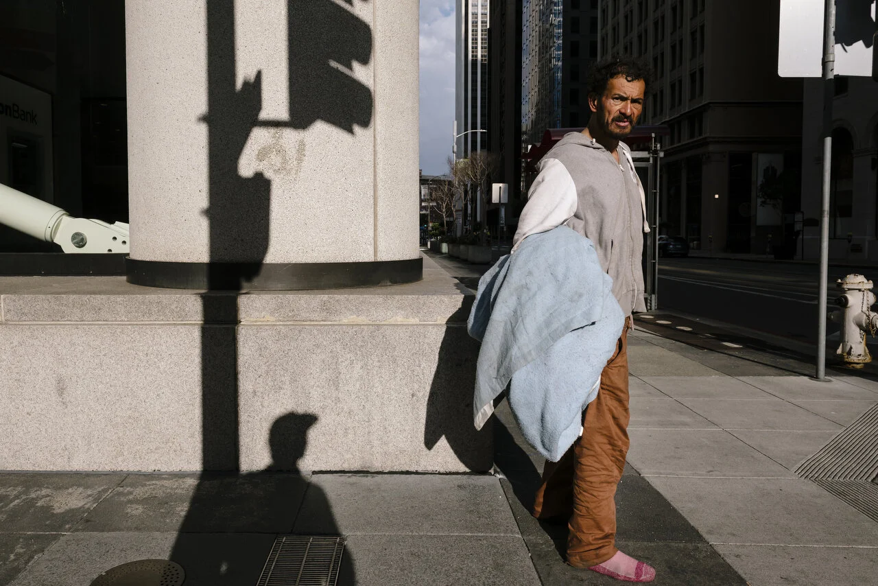  Empty streets in downtown San Francisco following a shelter-in-place order made by the mayor, March, 2020,  For Bloomberg. 
