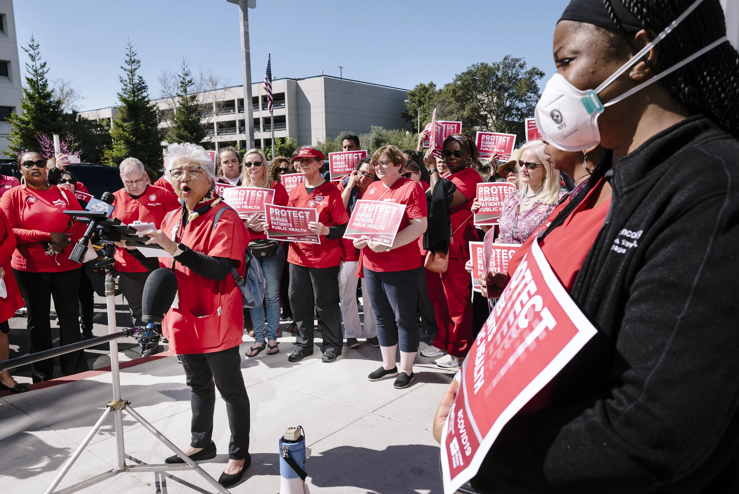  National day of action held by National Nurses United in conjunction with the California Nurses Association in front of Sutter Health's Alta Bates Summit campus in Oakland, California, on Tuesday, March 11, 2020. 