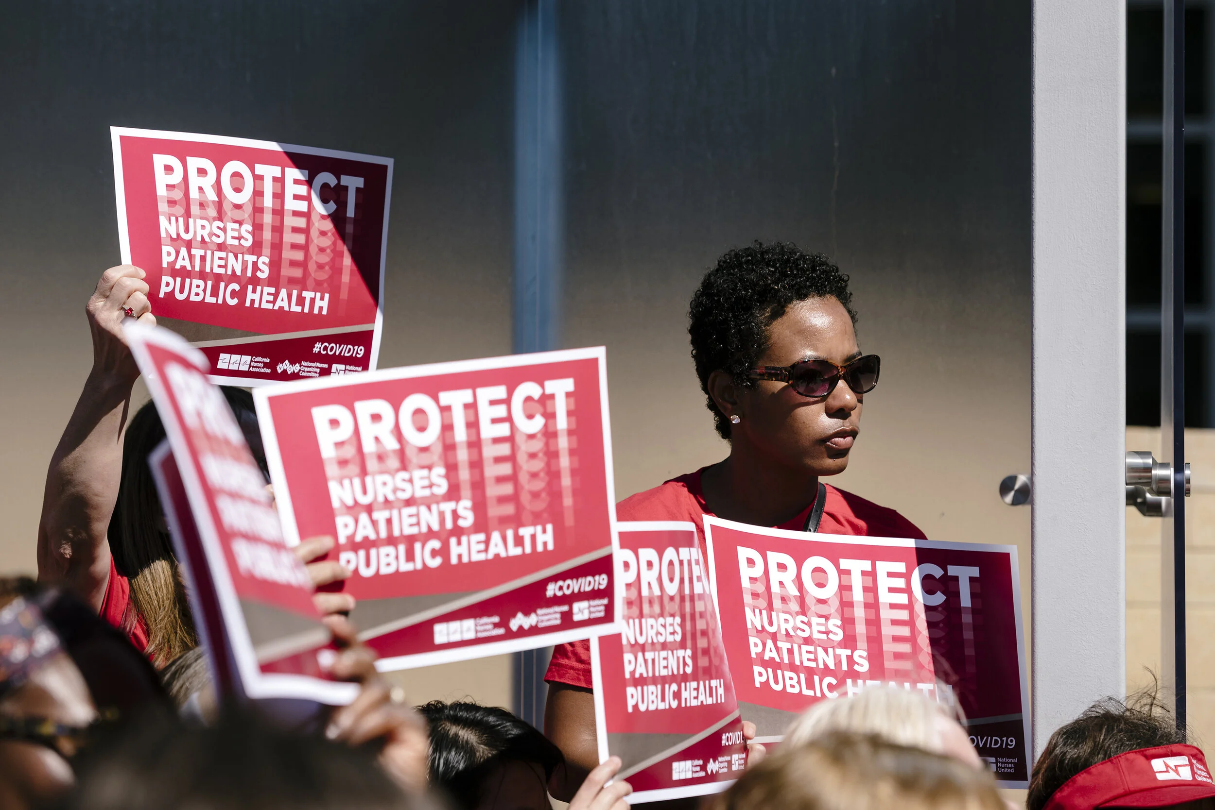  National day of action held by National Nurses United in conjunction with the California Nurses Association in front of Sutter Health's Alta Bates Summit campus in Oakland, California, on Tuesday, March 11, 2020. 